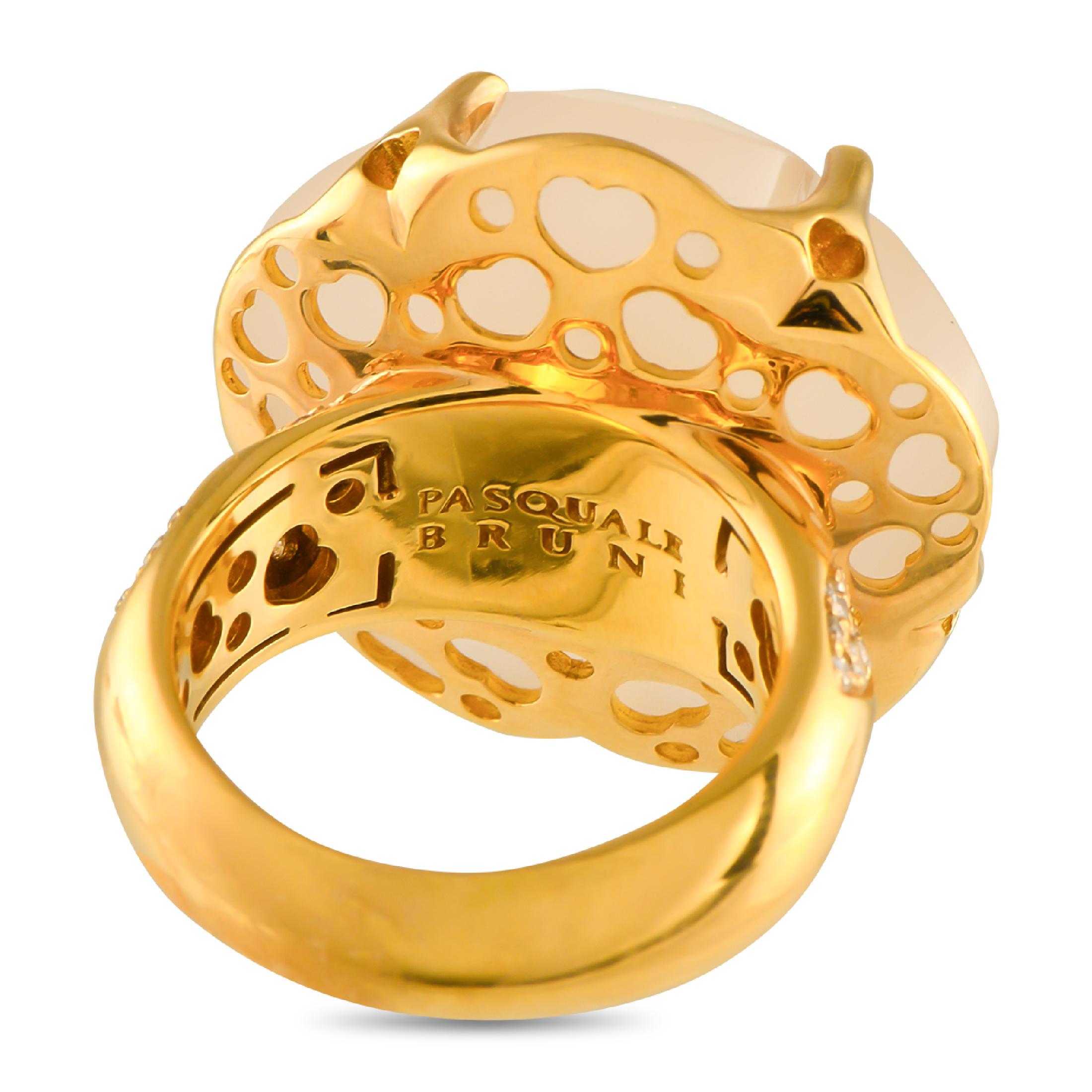 Pasquale Bruni Bon Ton Classique 18KYellow Gold 1.14ct Diamant, Rosenquarz Ring im Zustand „Neu“ im Angebot in Southampton, PA