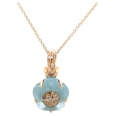 Collana con Topazio Blu e Diamanti di Pasqual Bruni, in oro rosa 18 ct.