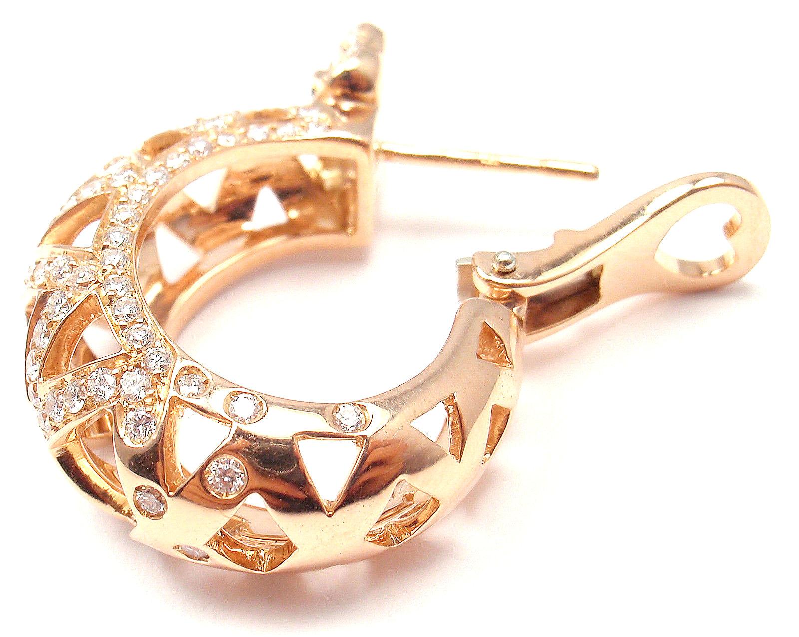 Women's or Men's Pasquale Bruni C'est Moi Diamond Rose Gold Hoop Earrings