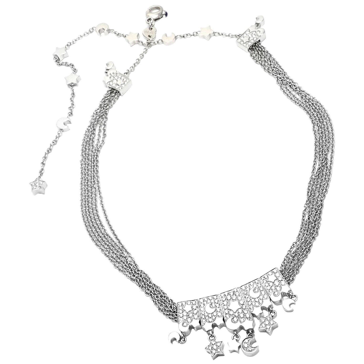 Pasquale Bruni Cielo Diamond Moon and Stars White Gold Necklace at 1stDibs