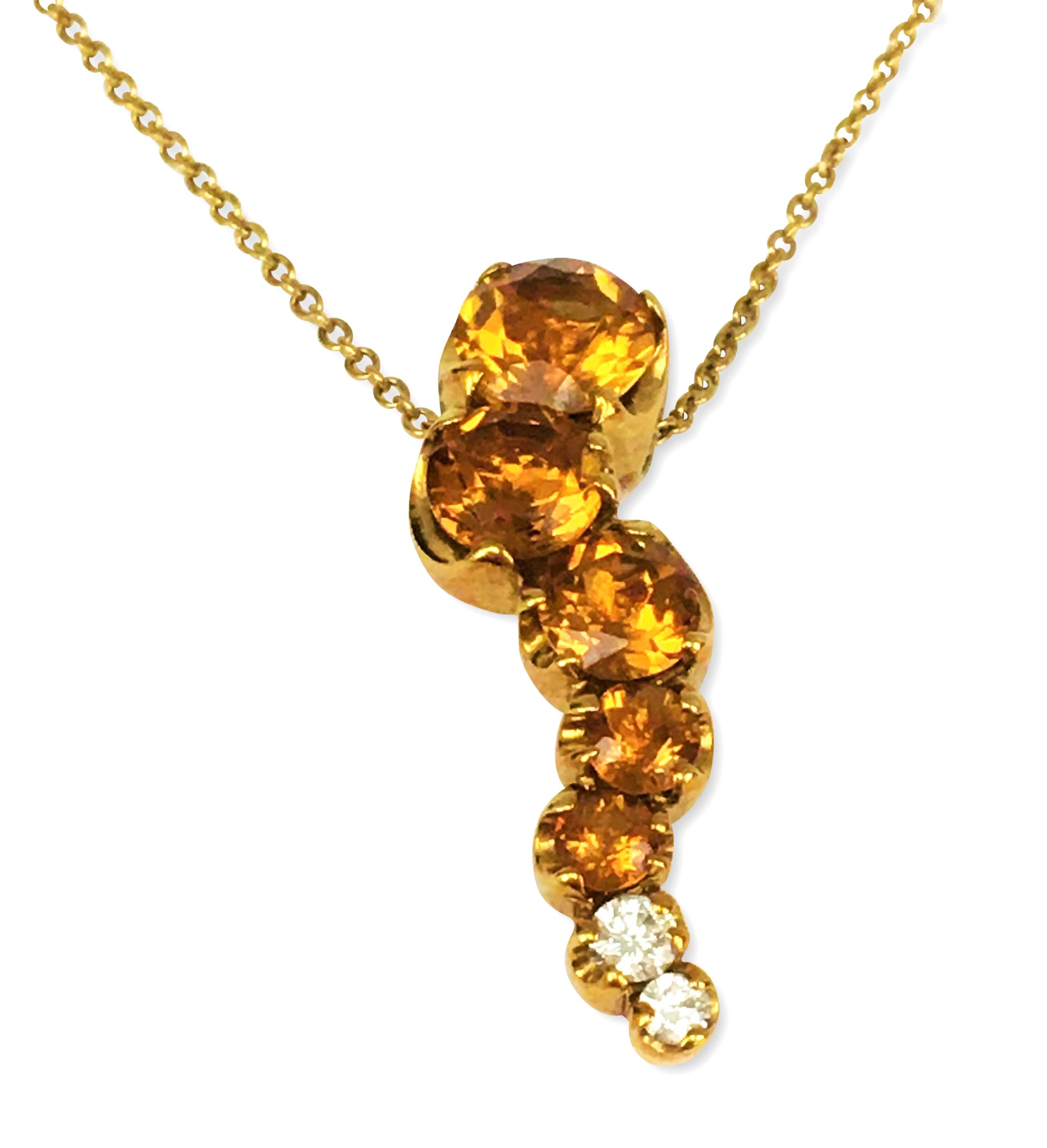 Pasquale Bruni Citrine and Diamond Sun Ray Pendant Necklace In Excellent Condition In New York, NY