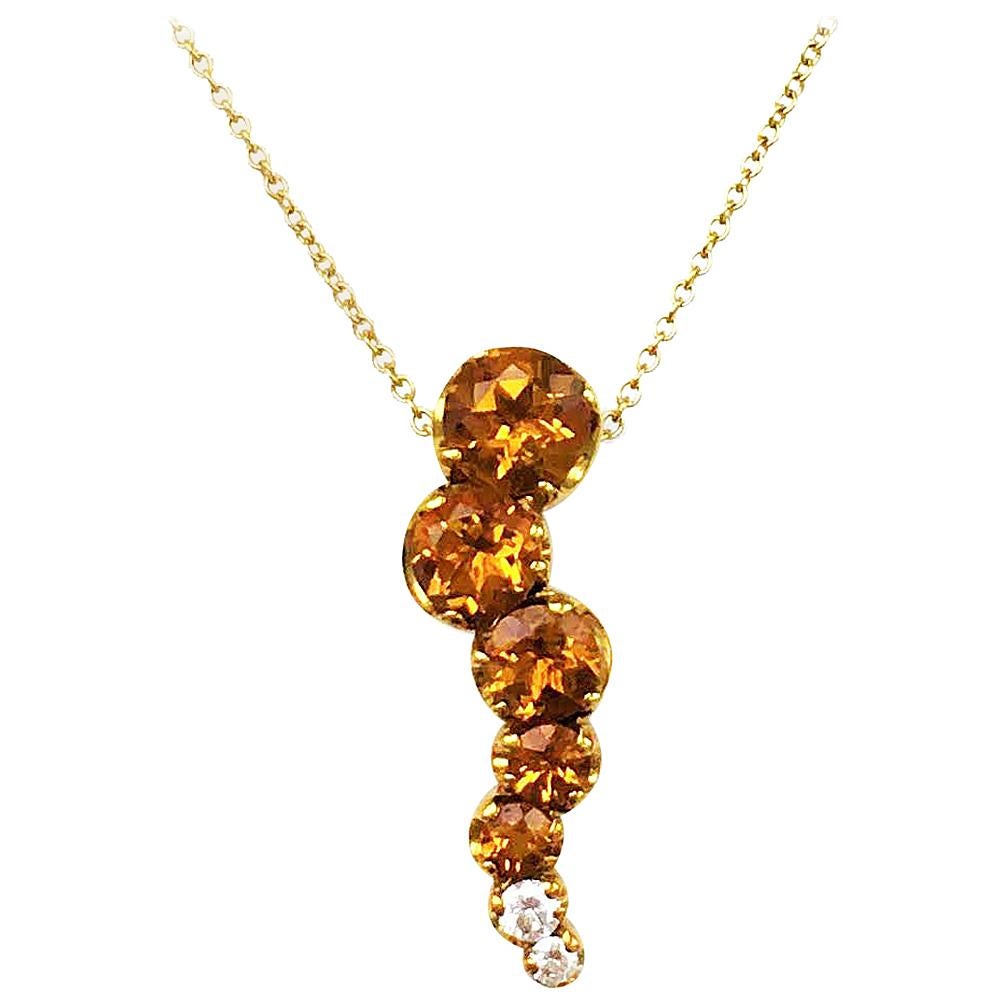 Pasquale Bruni Citrine and Diamond Sun Ray Pendant Necklace