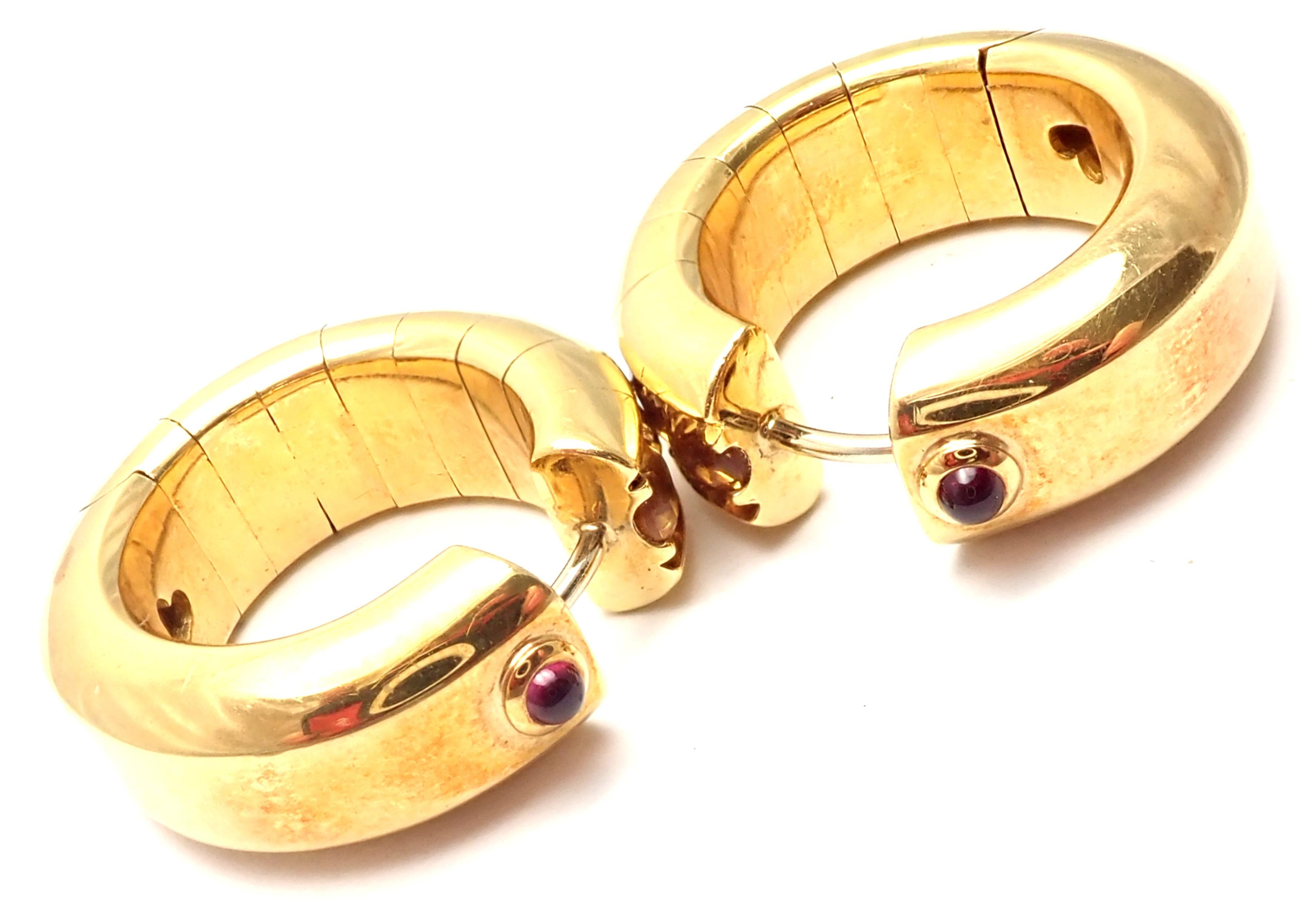 Women's or Men's Pasquale Bruni Citrine Ruby Yellow Gold Hoop Earrings For Sale