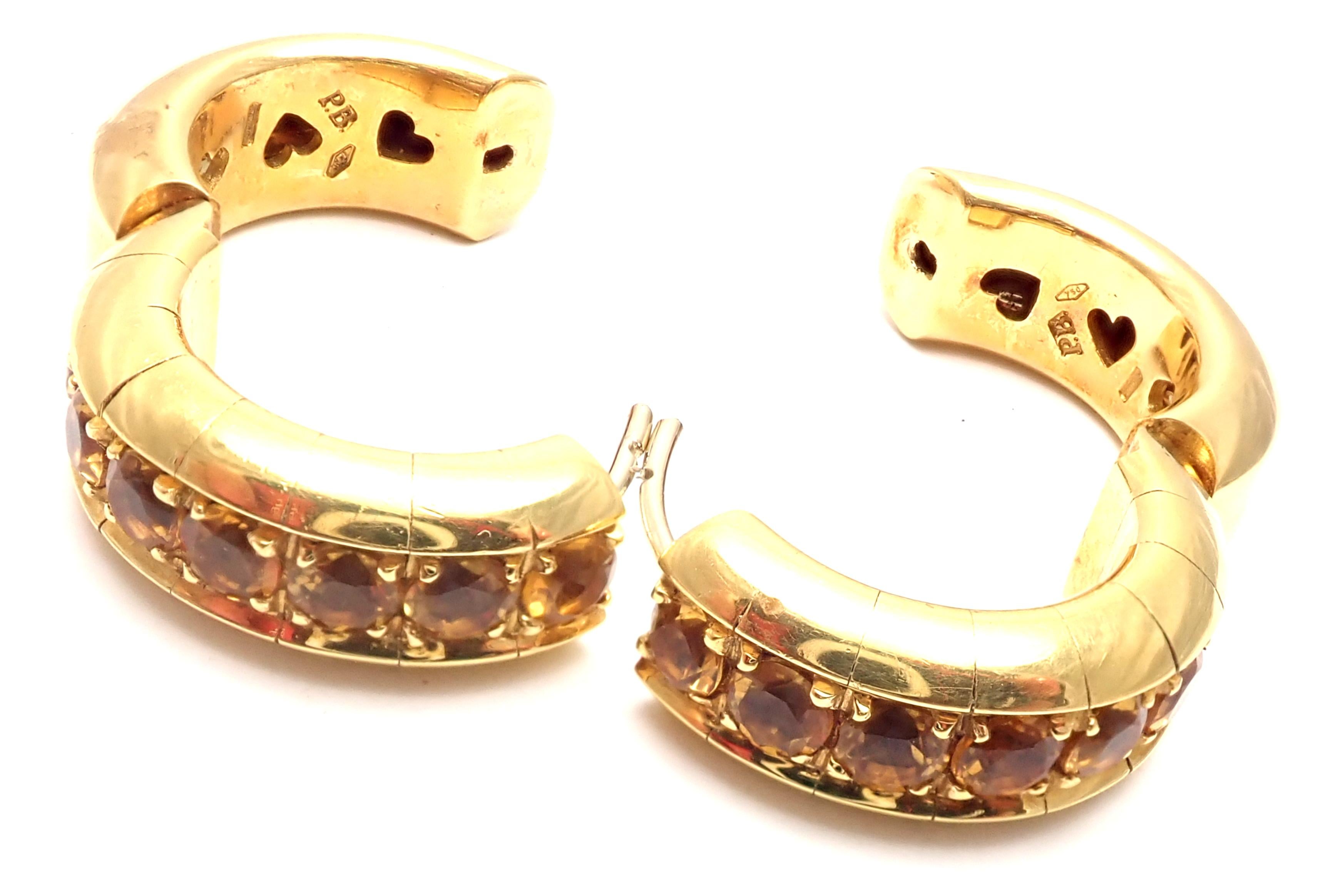 Pasquale Bruni Citrine Ruby Yellow Gold Hoop Earrings For Sale 2