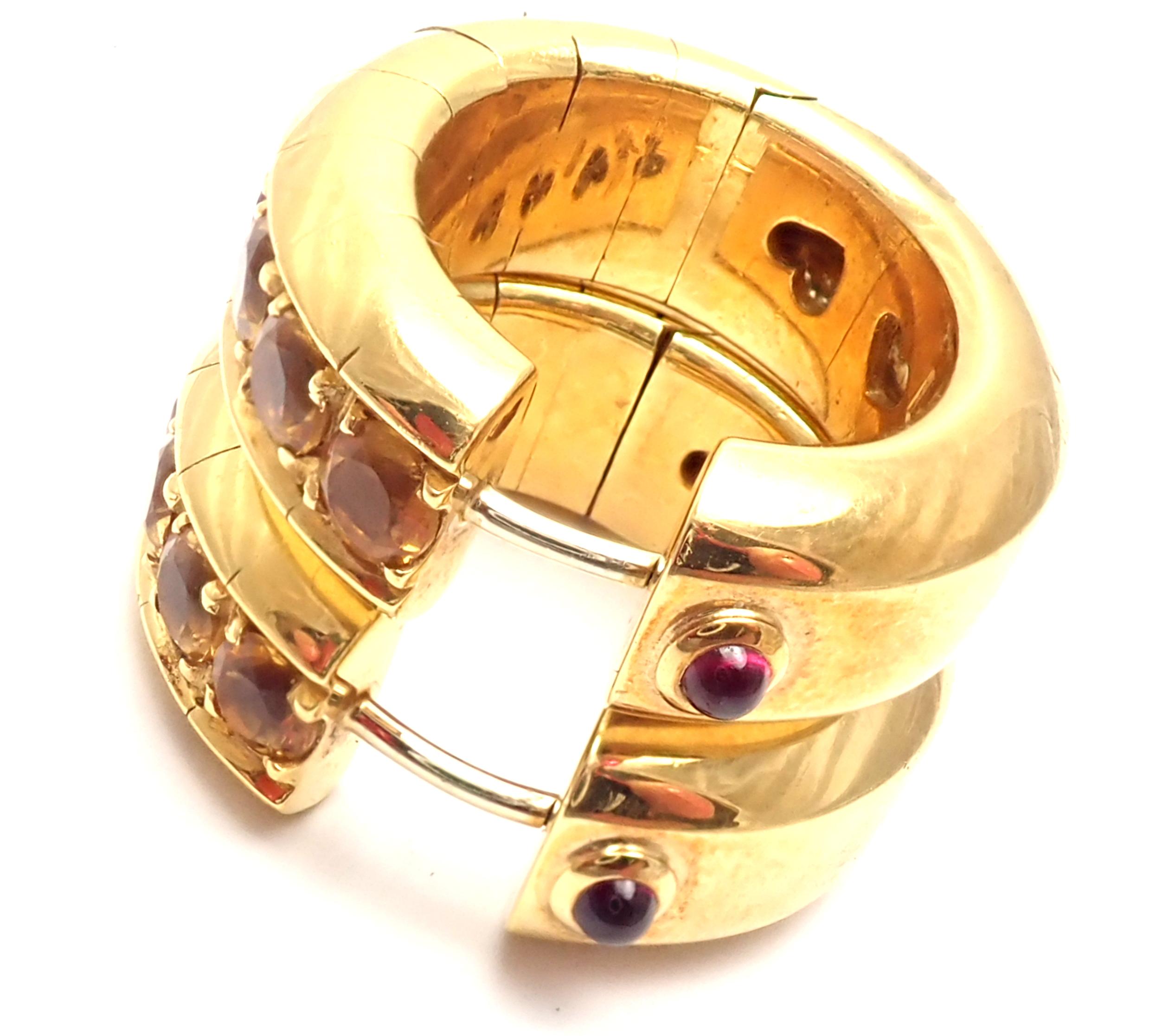 Pasquale Bruni Citrine Ruby Yellow Gold Hoop Earrings For Sale 5