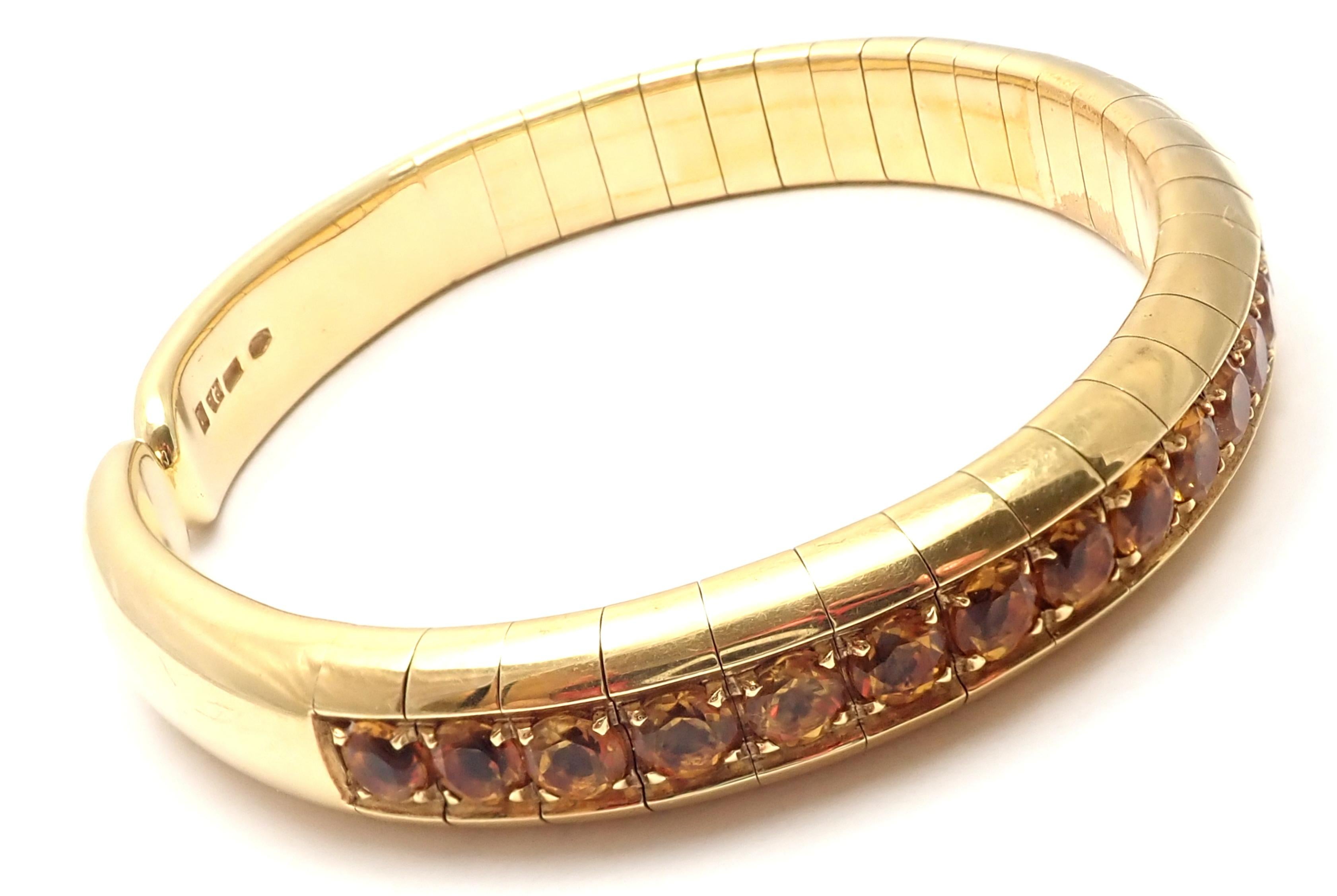 18k Yellow Gold Citrine Bangle Bracelet by Pasquale Bruni. 
With 31 round citrine stones.
This bracelet comes with Box, Certificate.  
Details: 
Length: 7