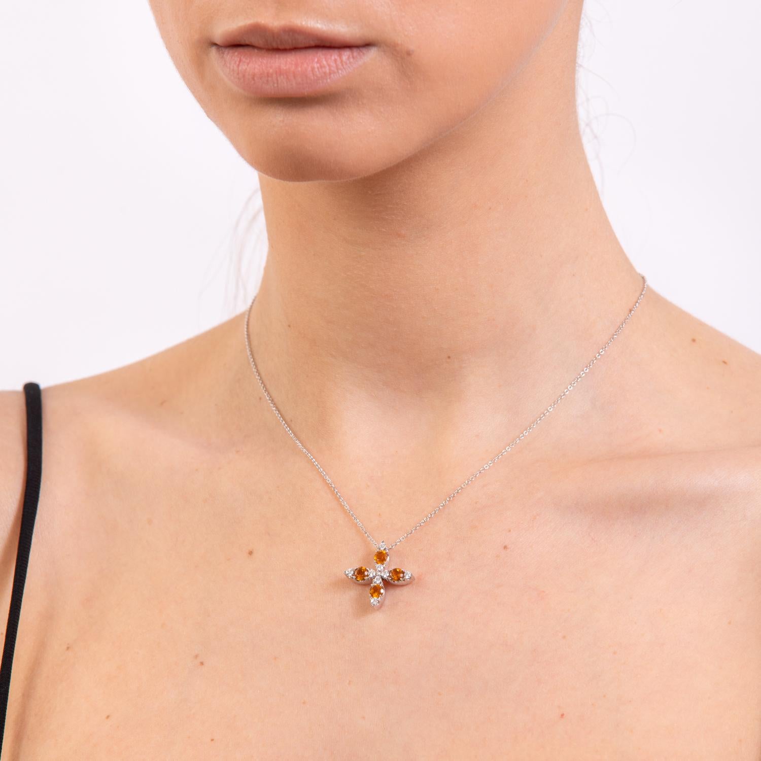 Collana con croce di Pasquale Bruni con zaffiro giallo e quarzo citrino In condizioni Nuovo a Bari, IT