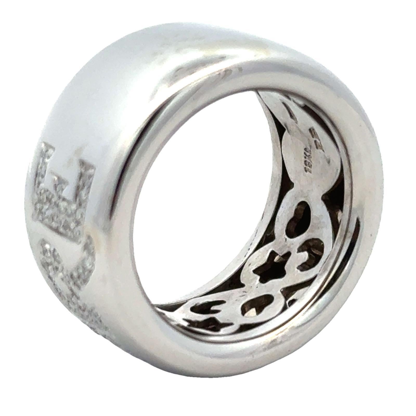 Women's Pasquale Bruni Diamond 18 Karat White Gold Amore Modern Band Ring Size 6