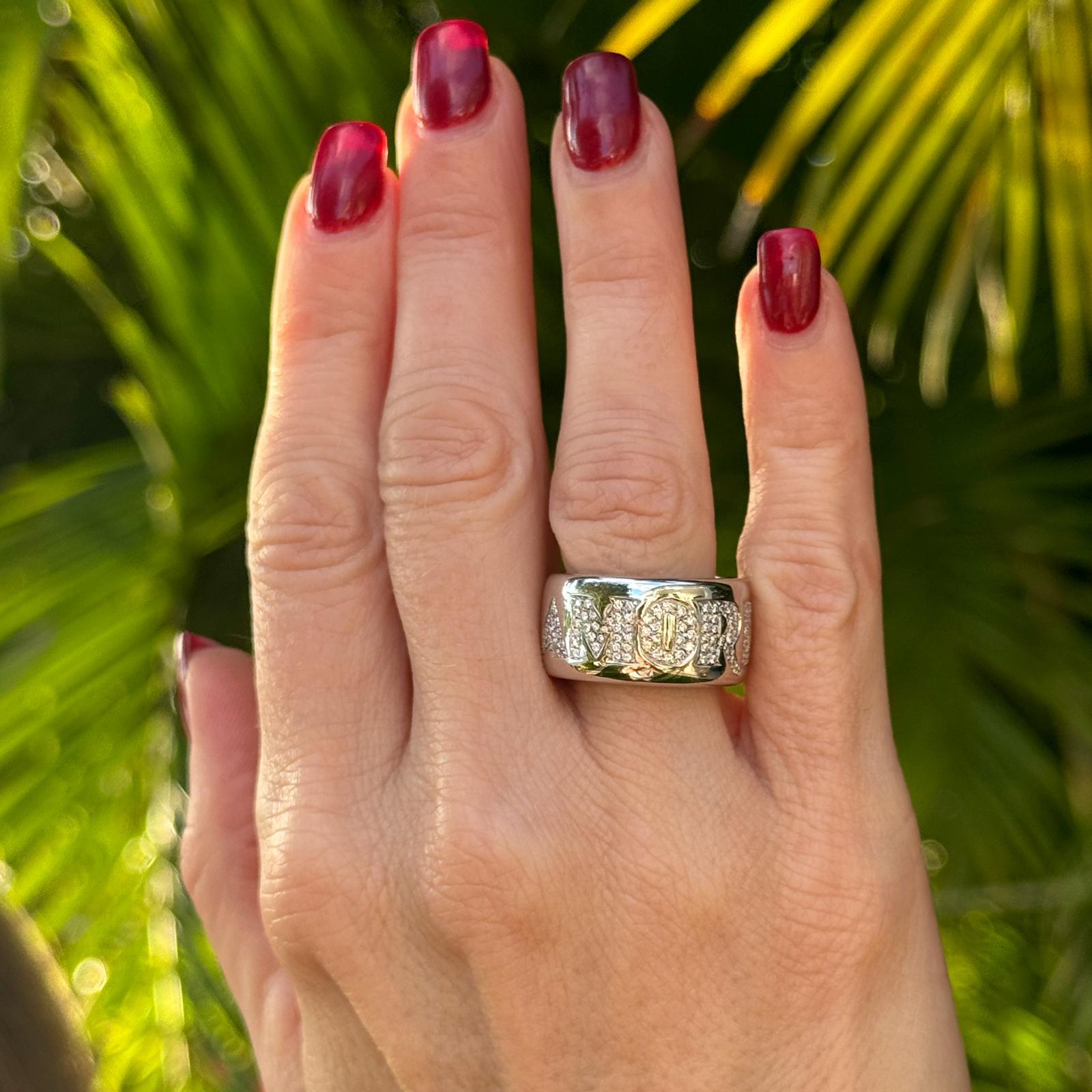 Pasquale Bruni Diamond 18 Karat White Gold Amore Modern Band Ring Size 6 1