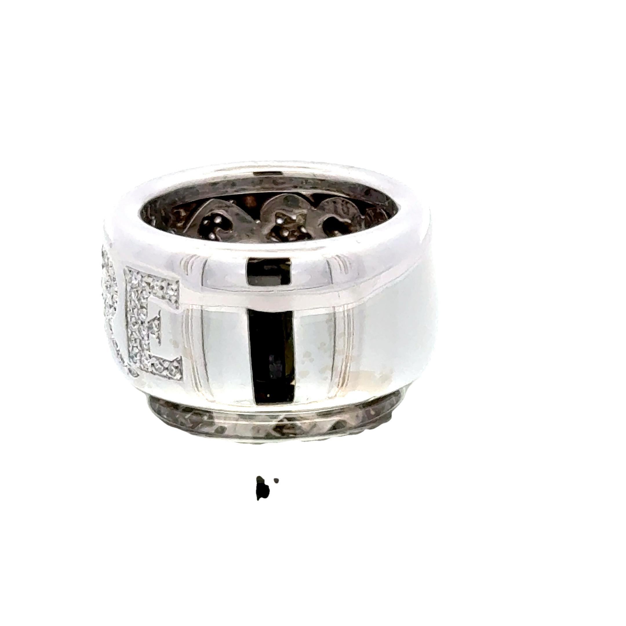 Pasquale Bruni Diamond 18 Karat White Gold Amore Modern Band Ring Size 6 3