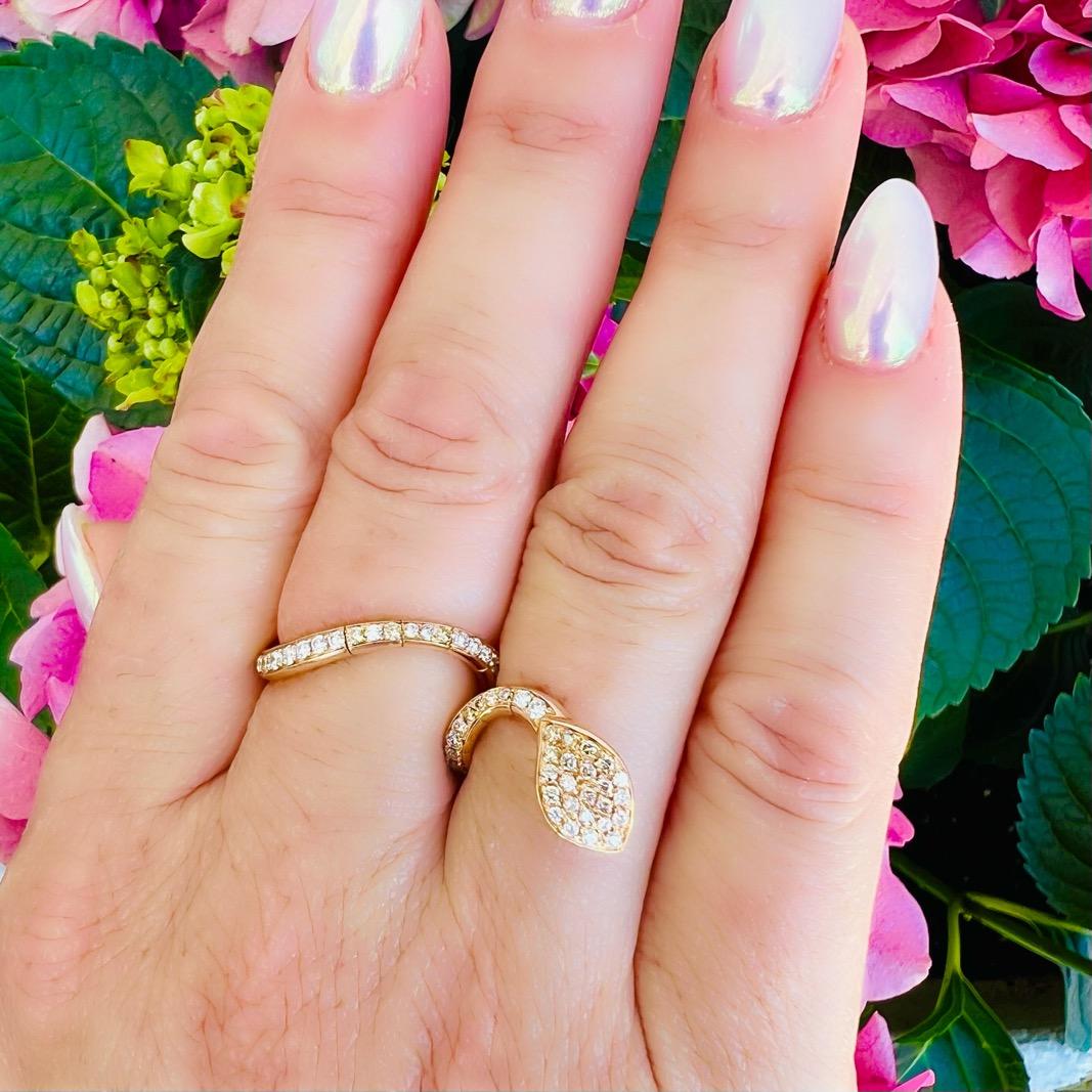 This unique and wonderful ring by famed Italian designer Pasquale Bruni is a must have! From the Garden collections, it's designed as a charming combination of stylized climbing vine, foliage and garden snake, the 18k rose gold between-the-finer