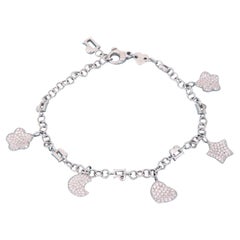 Bracciale a catena con 5 charme in oro bianco 18 carati con diamanti di Pasquale Bruni