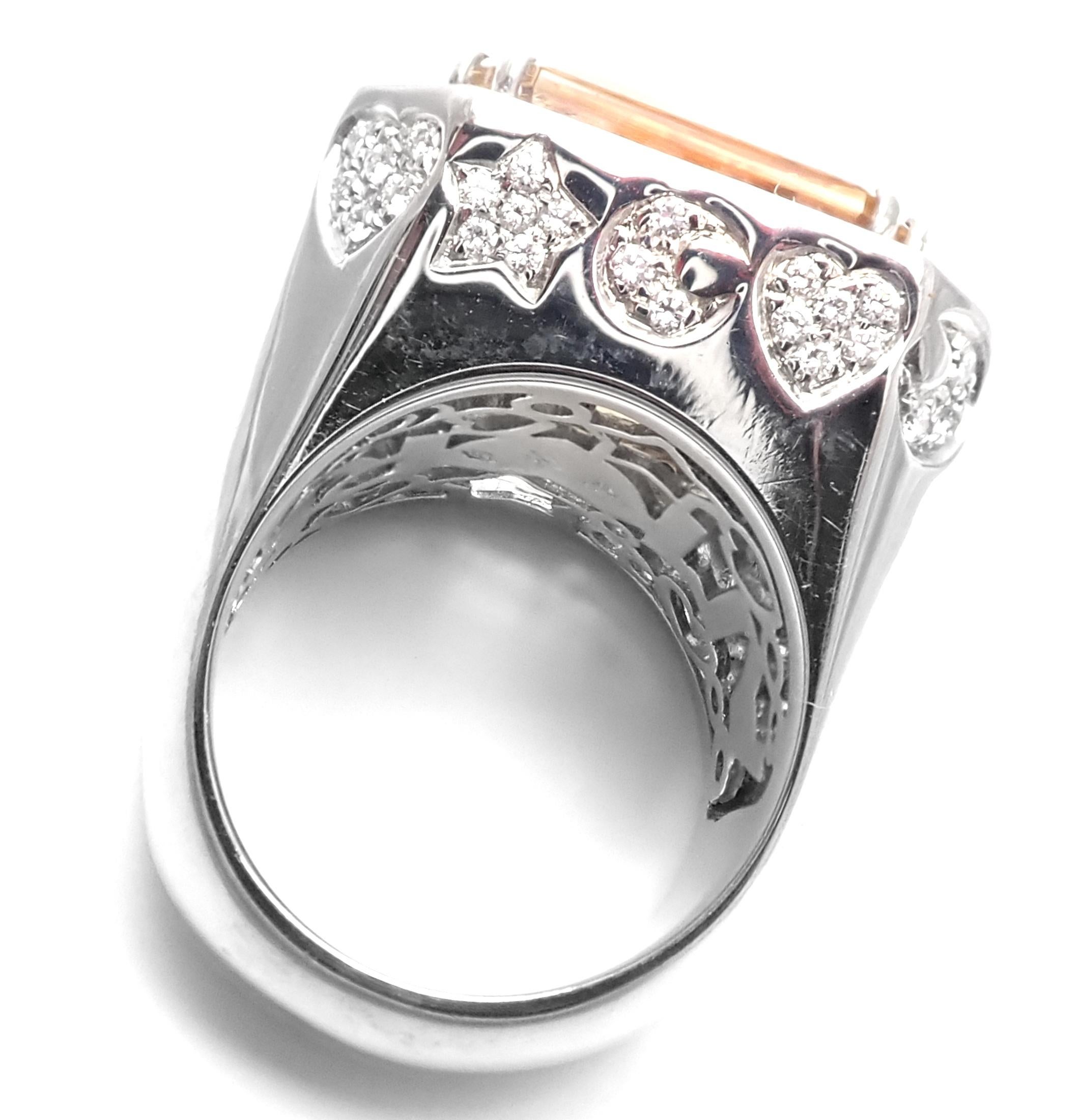 Women's or Men's Pasquale Bruni Diamond Citrine Large White Gold Ring For Sale