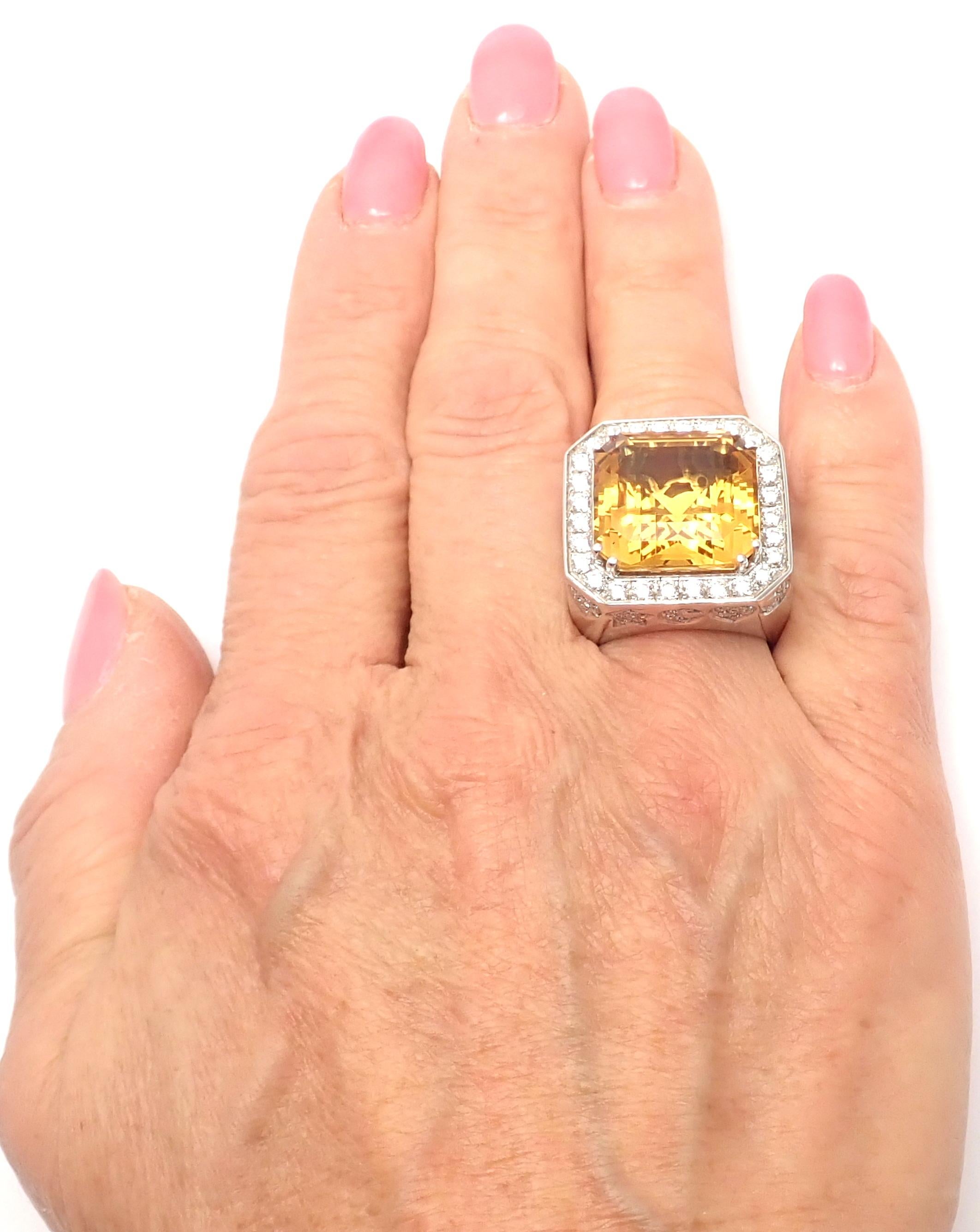Pasquale Bruni Diamond Citrine Large White Gold Ring For Sale 5