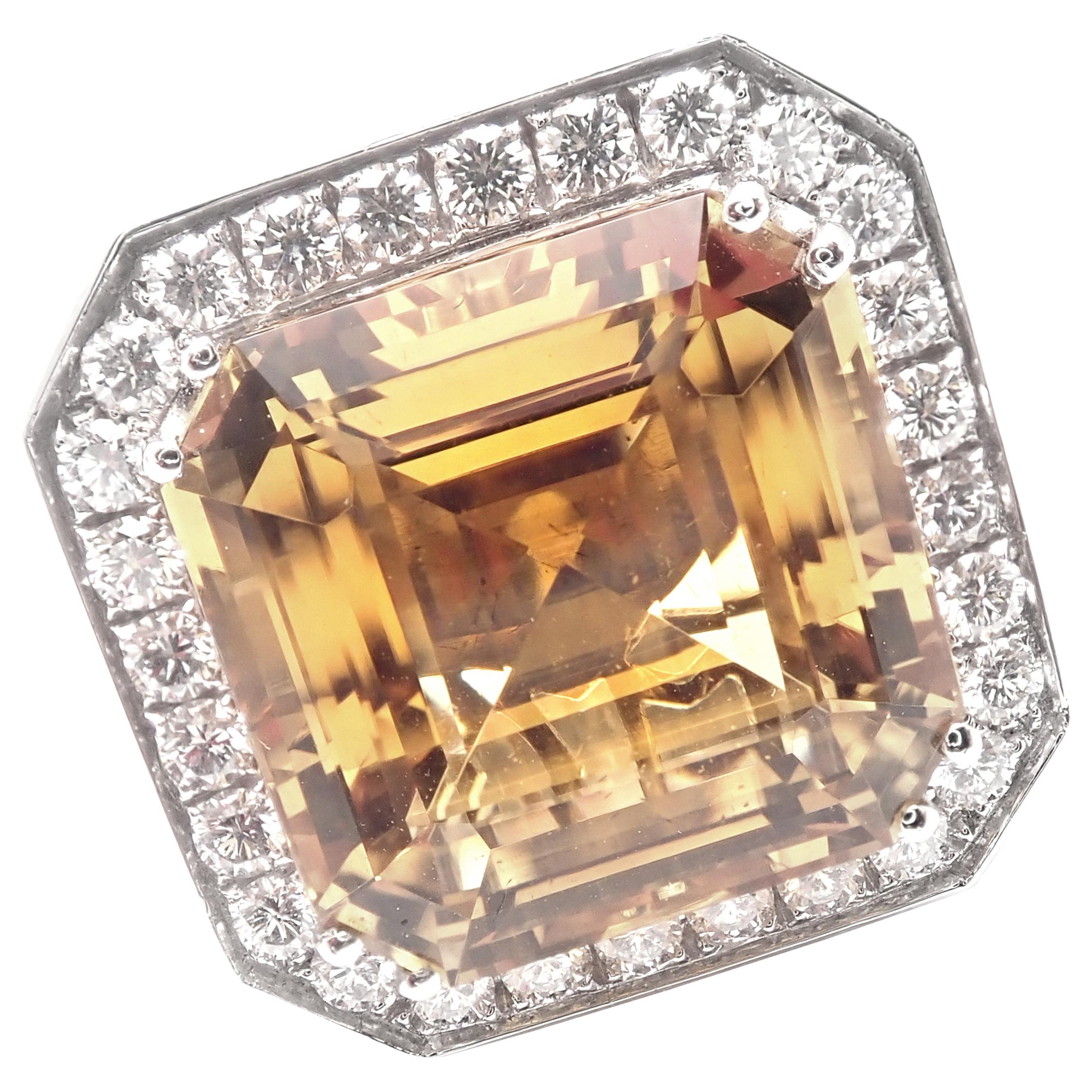 Pasquale Bruni Diamond Citrine Large White Gold Ring For Sale