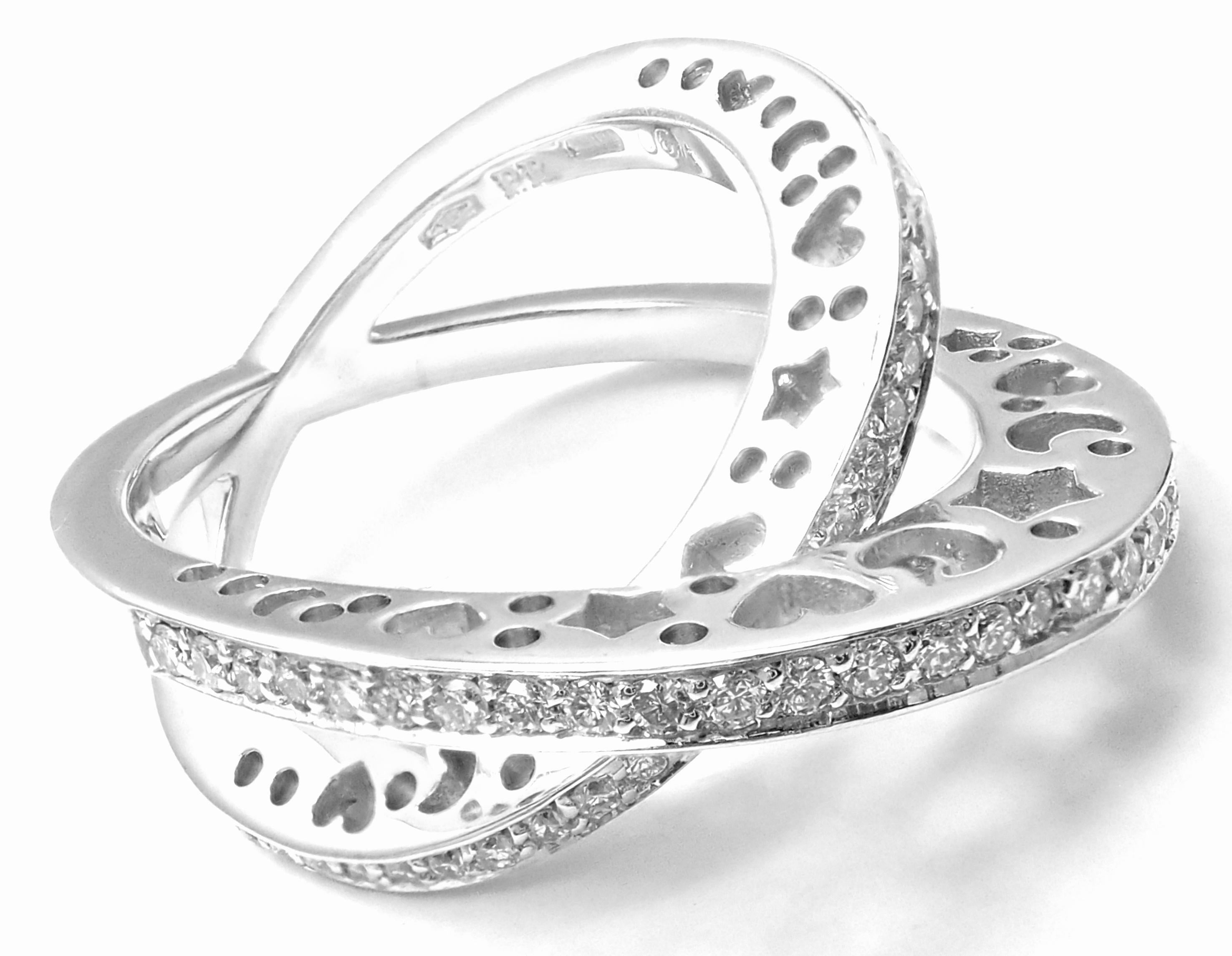 Women's or Men's Pasquale Bruni Diamond Crossover Large White Gold Ring