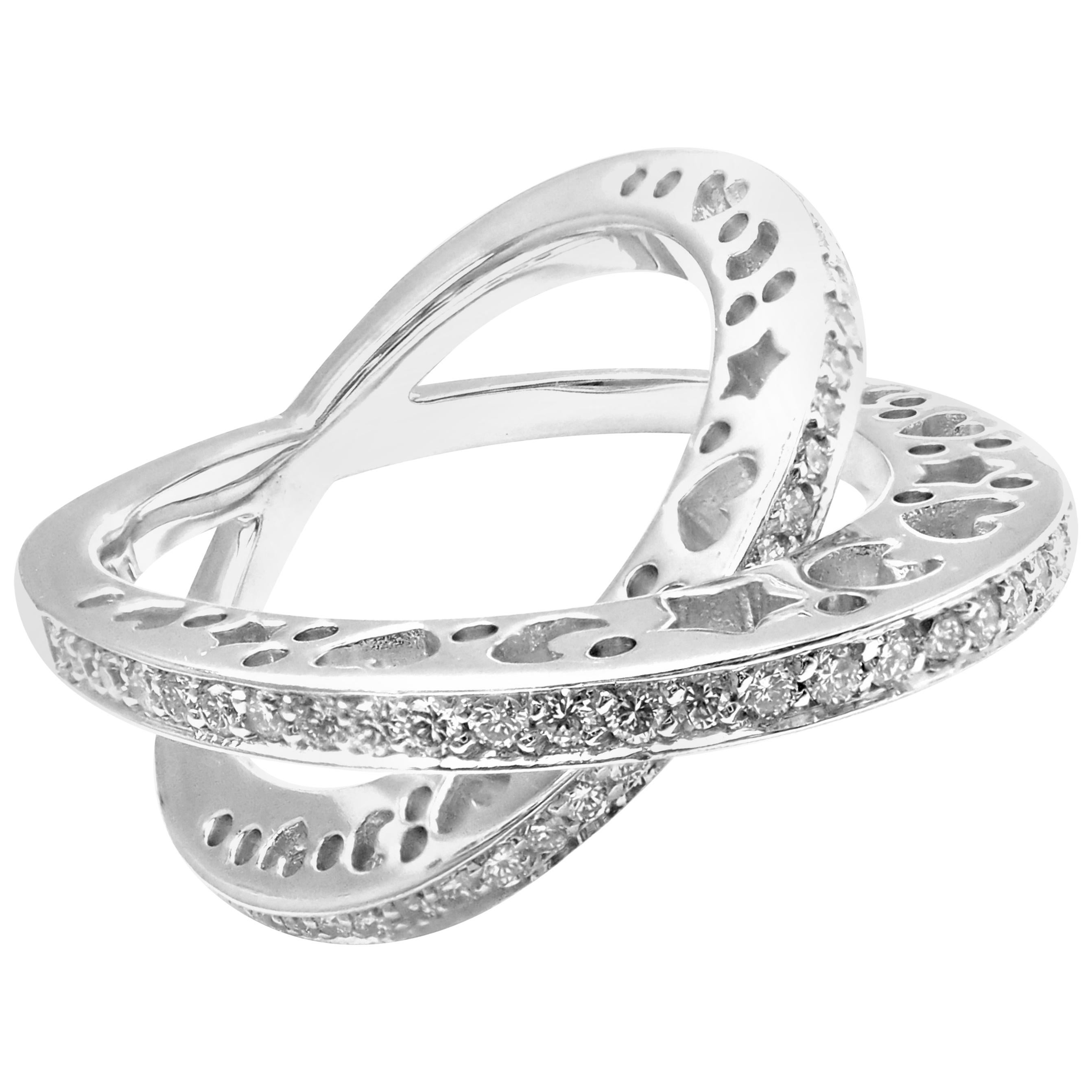 Pasquale Bruni Diamond Crossover Large White Gold Ring