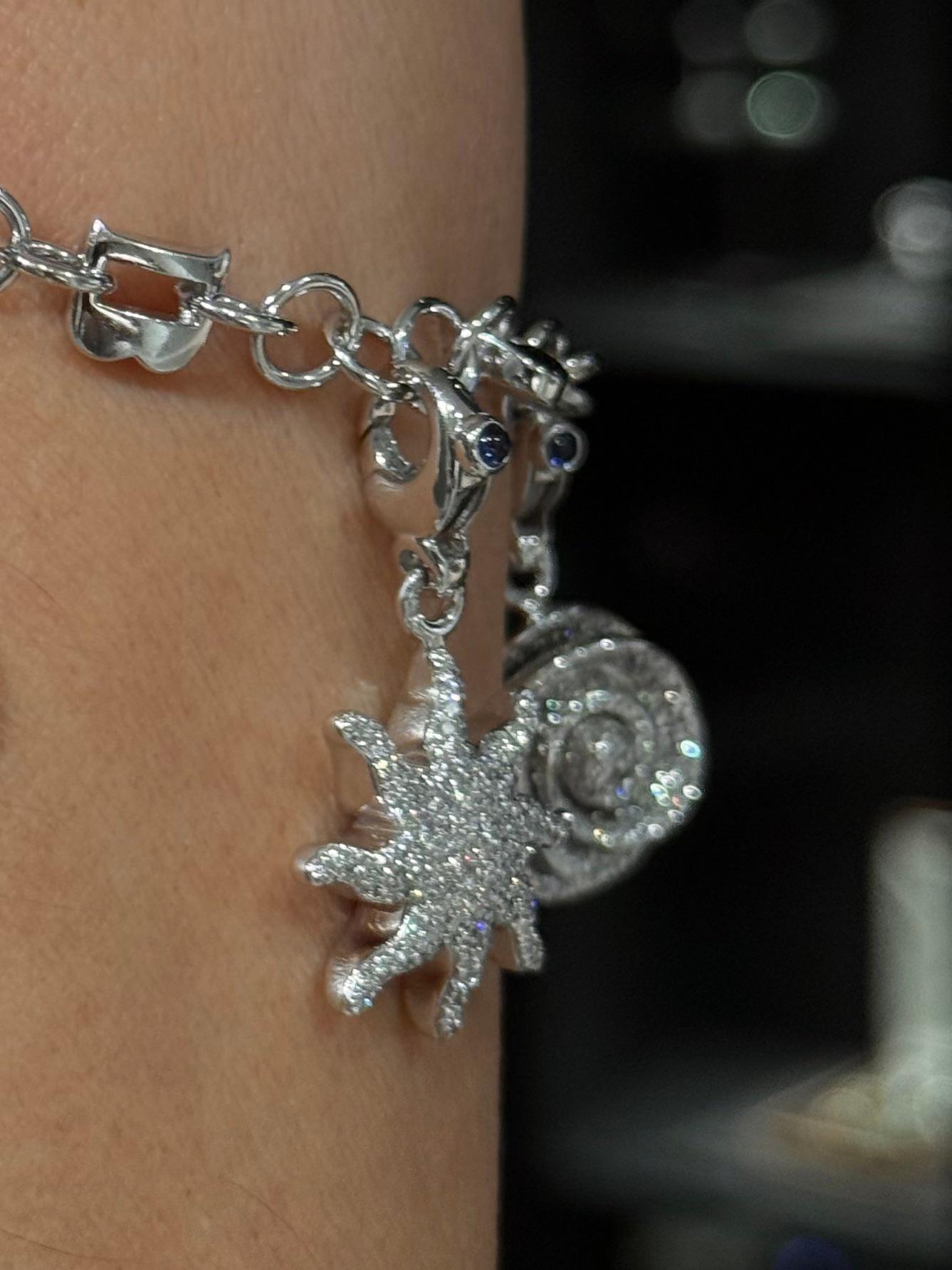 Pasquale Bruni Diamond Flower Sun Crescent Moon Star Charm Bracelet White Gold For Sale 7