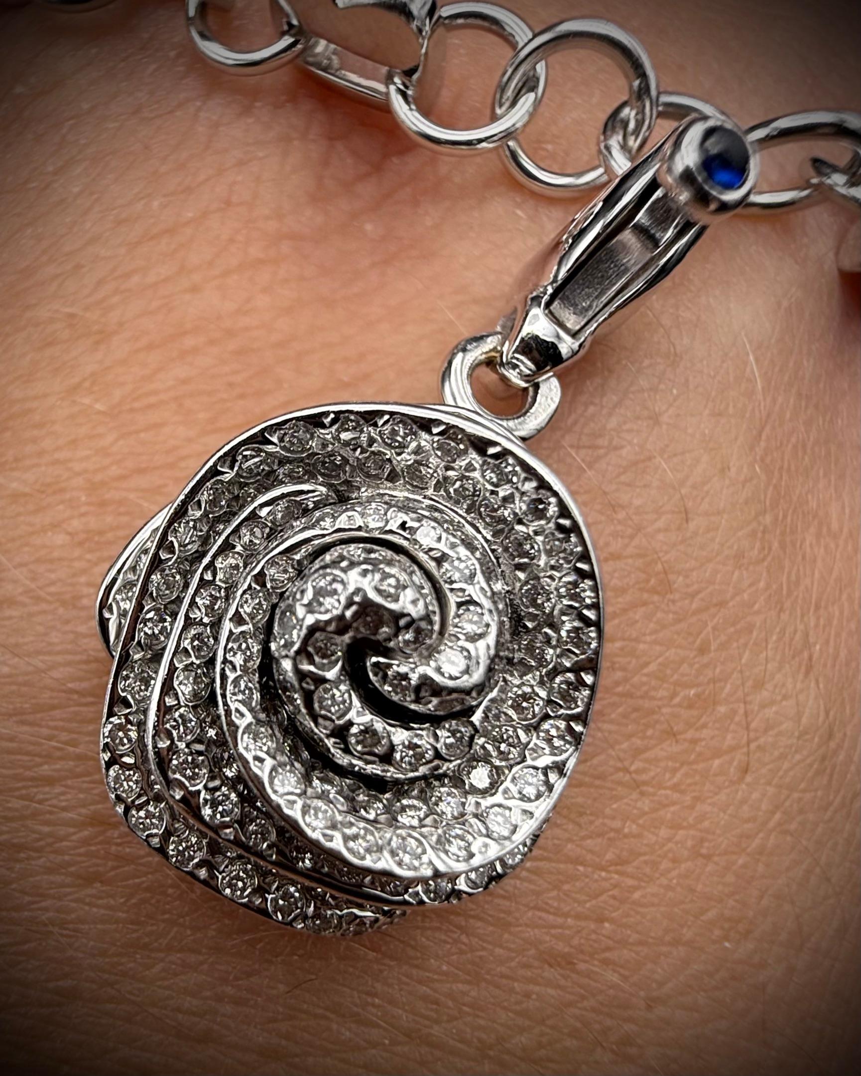 Round Cut Pasquale Bruni Diamond Flower Sun Crescent Moon Star Charm Bracelet White Gold For Sale