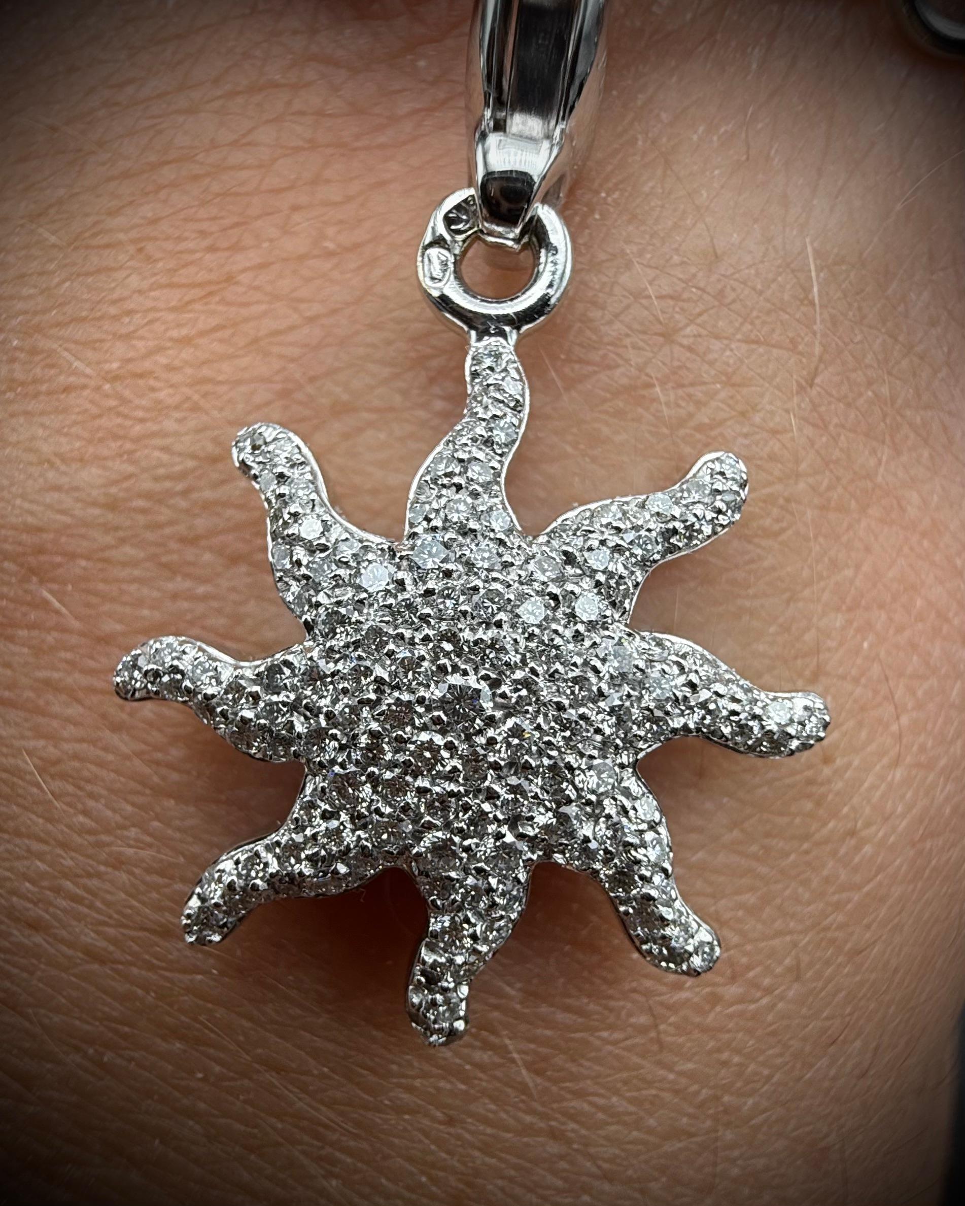 Pasquale Bruni Diamond Flower Sun Crescent Moon Star Charm Bracelet White Gold In Good Condition For Sale In Lisbon, PT