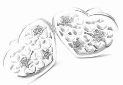 Boucles d'oreilles en or blanc Pasquale Bruni avec grand cœur en diamant