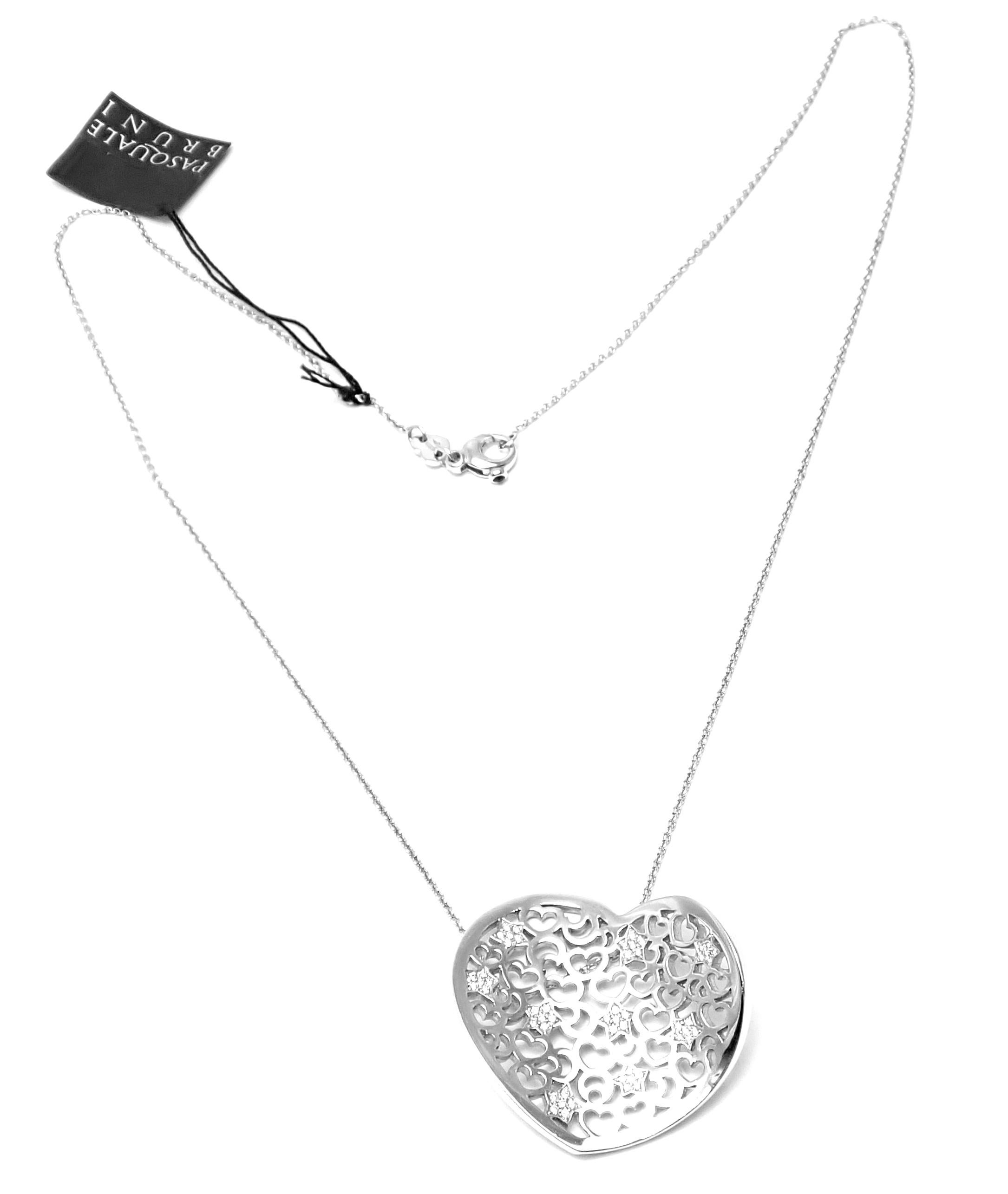 Pasquale Bruni Diamond Large Heart White Gold Pendant Necklace In New Condition In Holland, PA