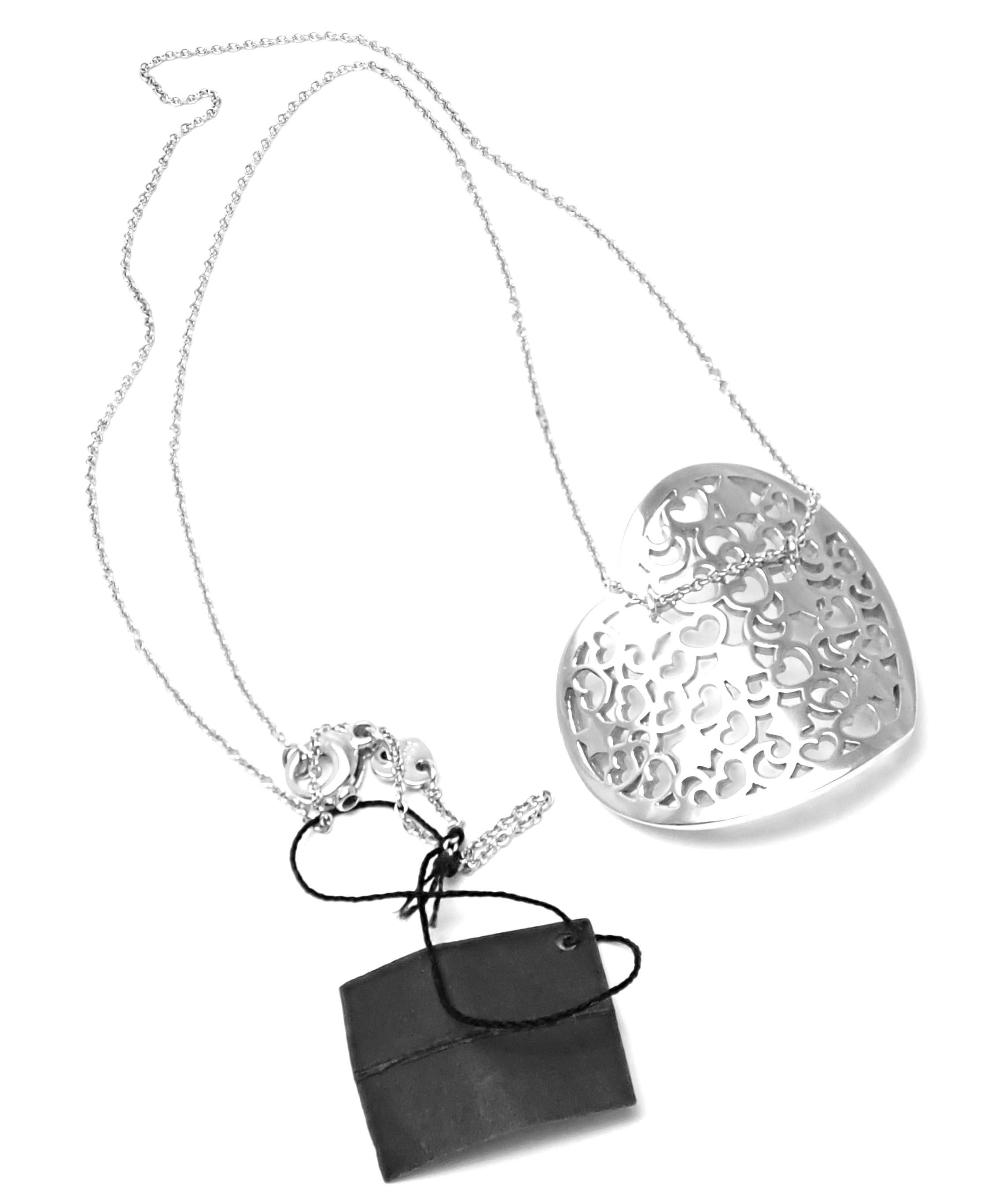 Pasquale Bruni Diamond Large Heart White Gold Pendant Necklace 1