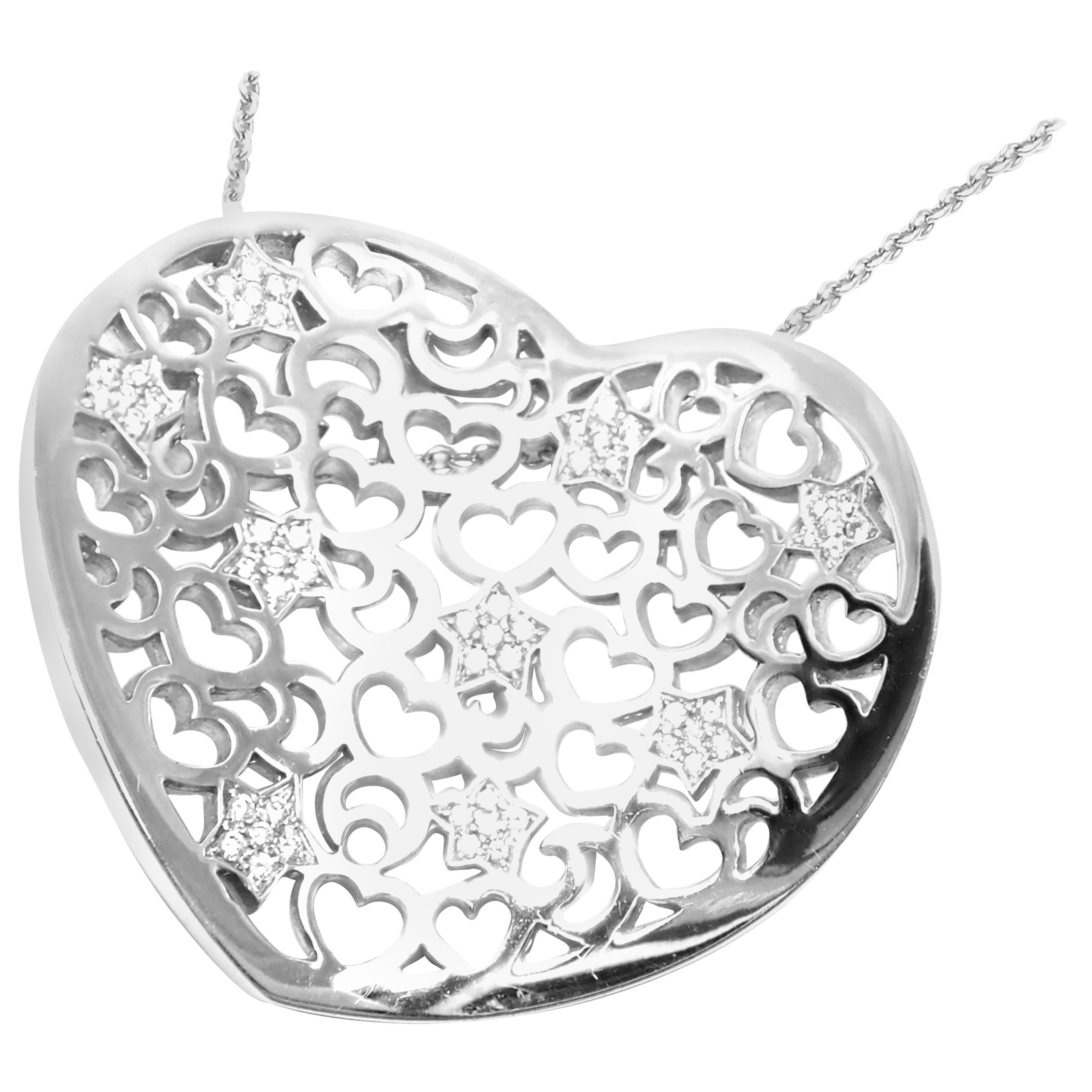 Pasquale Bruni Diamond Large Heart White Gold Pendant Necklace