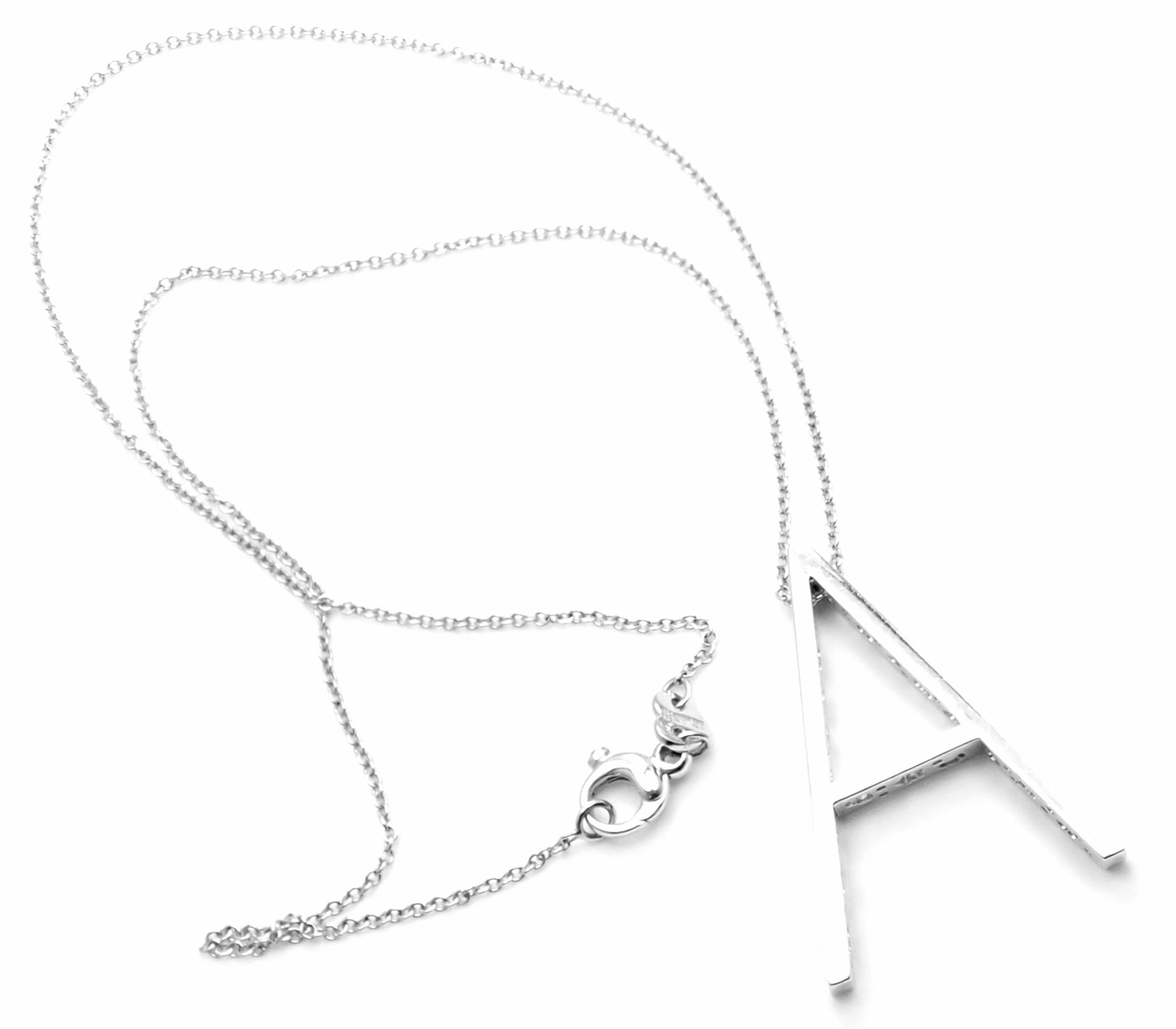 Women's or Men's Pasquale Bruni Diamond Large Letter a White Gold Pendant Necklace