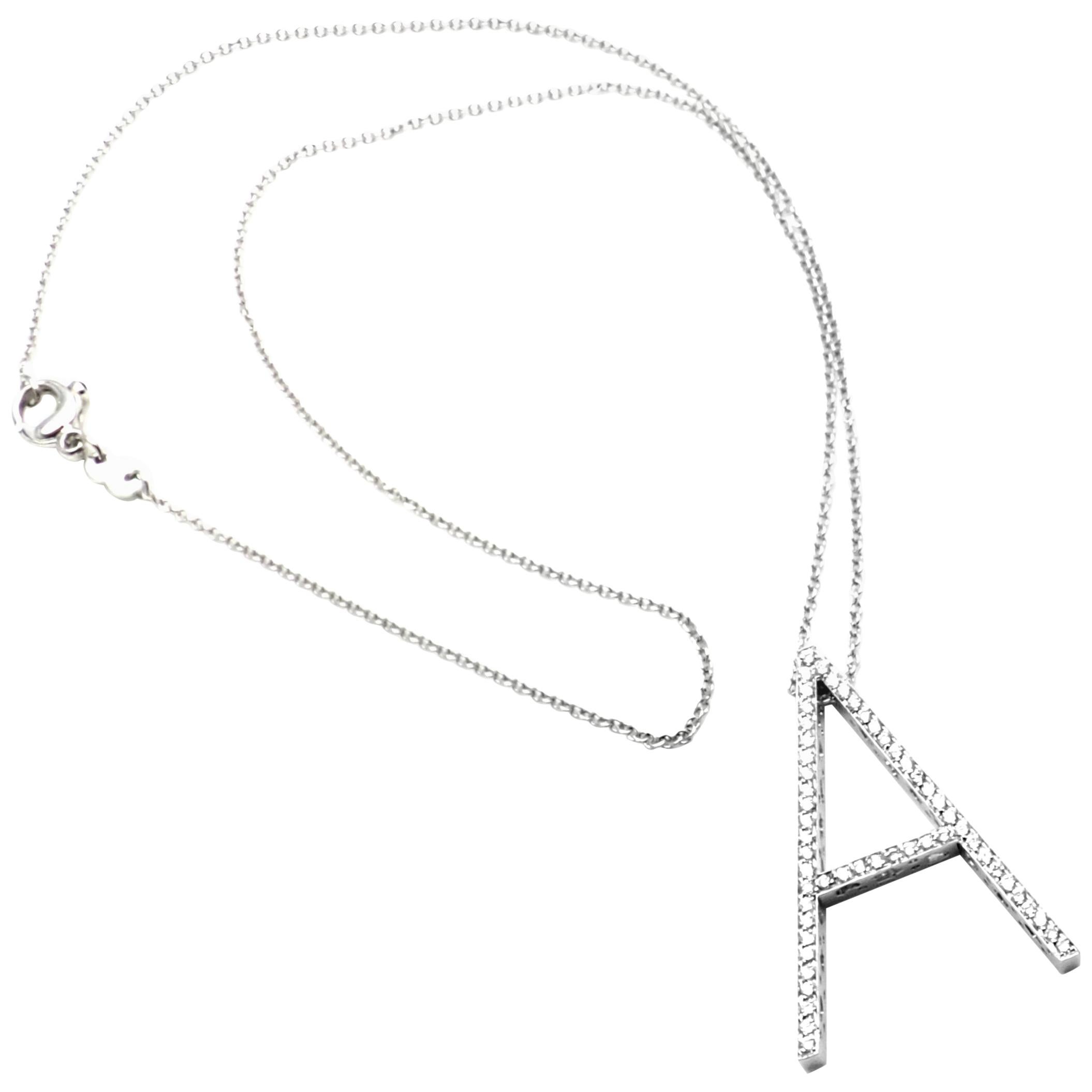 Pasquale Bruni Diamond Large Letter a White Gold Pendant Necklace