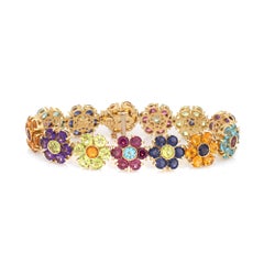 Pasquale Bruni Flower Bracelet Multi Gemstone 18 Karat Gold Peridot Tourmaline