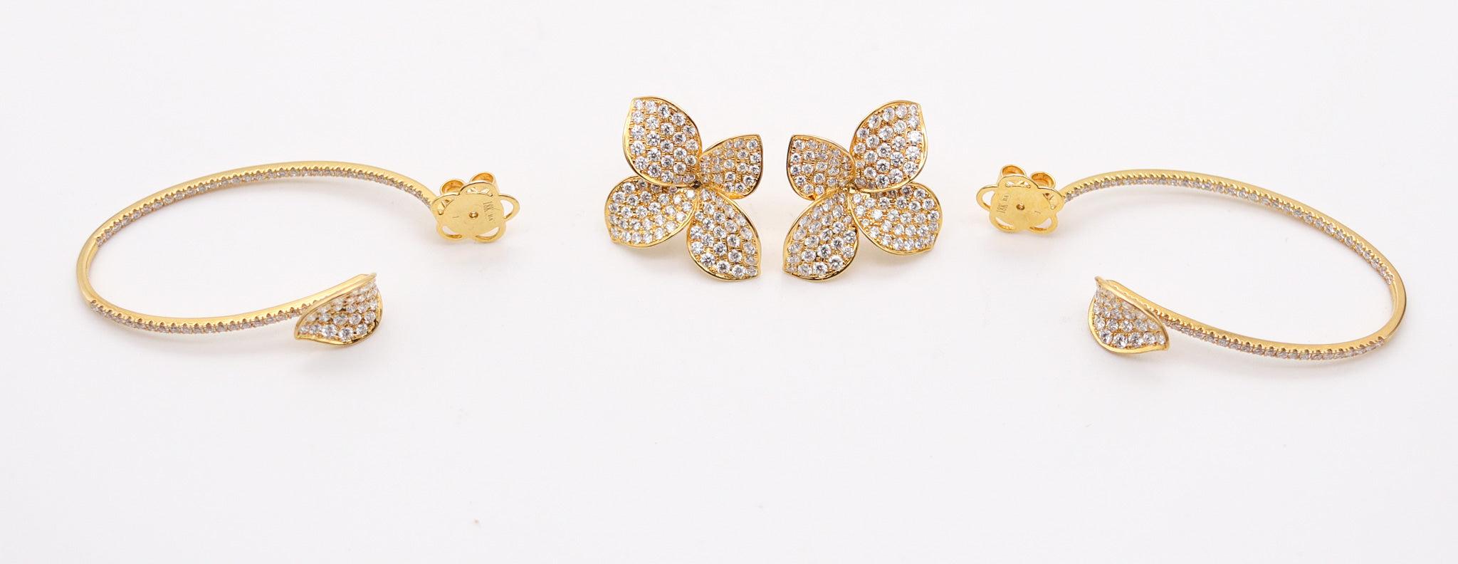 Women's PASQUALE BRUNI Garden Flowers Hoop Earrings In 18Kt Gold With 5.40 Ctw Diamonds