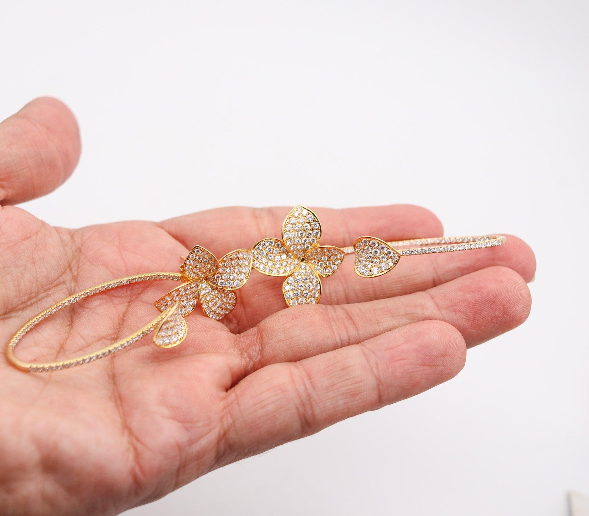 PASQUALE BRUNI Garden Flowers Hoop Earrings In 18Kt Gold With 5.40 Ctw Diamonds 1