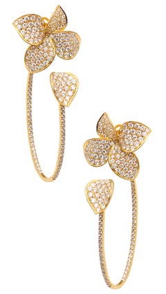 PASQUALE BRUNI Pendientes de aro Flores de jardín de oro de 18 quilates con diamantes de 5,40 quilates