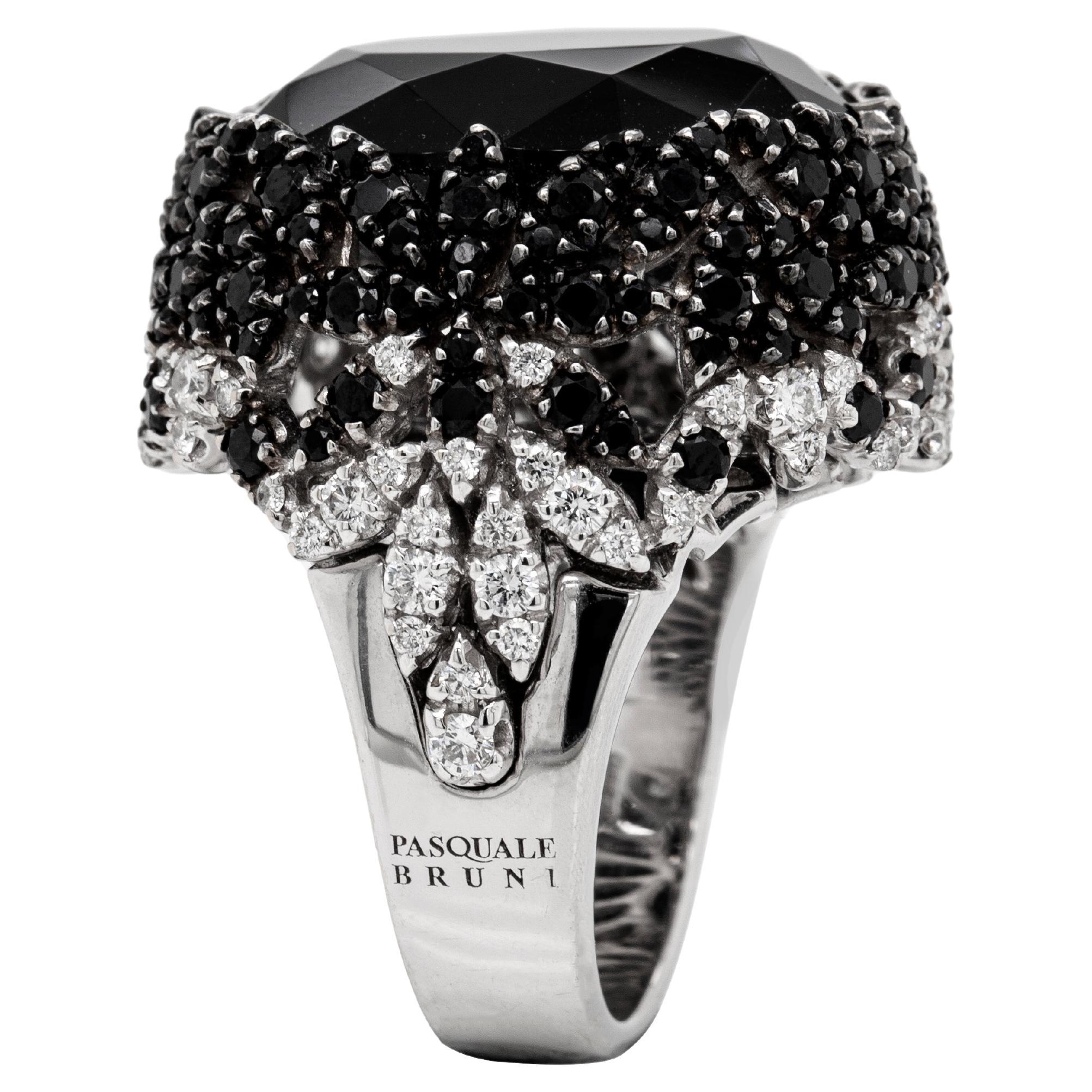 Pasquale Bruni 'Ghirlanda' Onyx, Black Spinel and Diamond 18K White Gold Ring For Sale