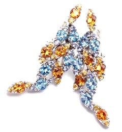 Orecchini in oro bianco con zaffiro, topazio e citrino di Pasqual Bruni Ghirlanda