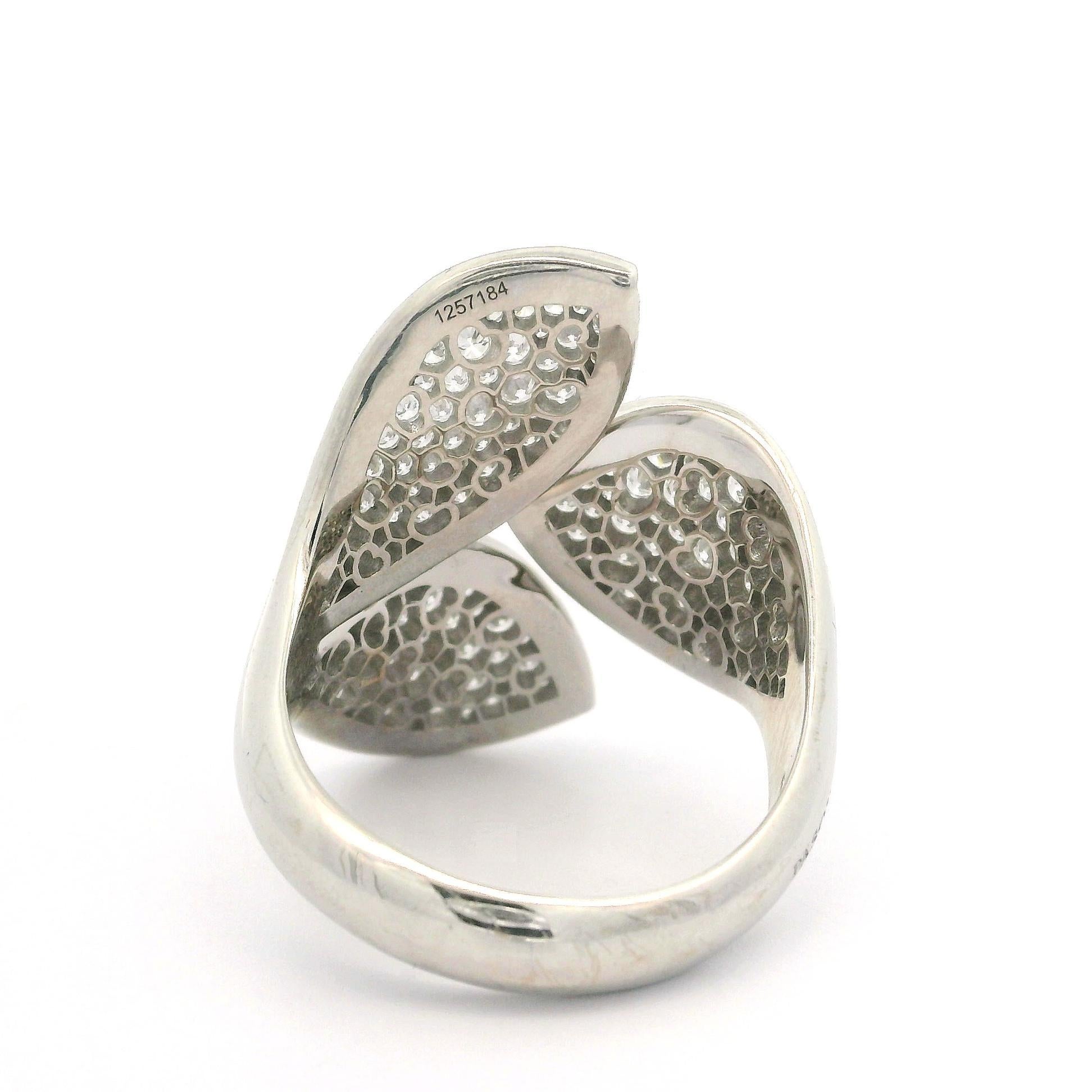 Pasquale Bruni Giradini Garden 18k White Gold 2.15ctw Pave Diamond Flower Ring 5