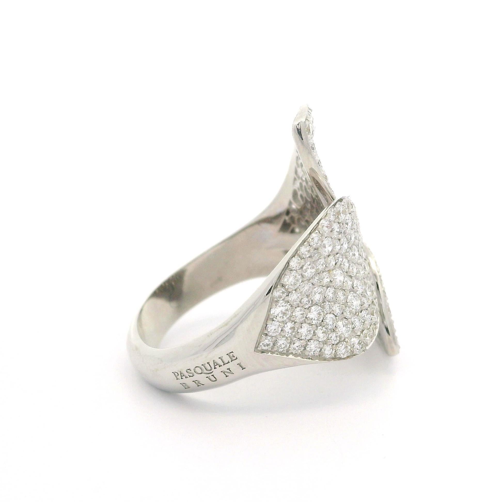 Pasquale Bruni Giradini Garden 18k White Gold 2.15ctw Pave Diamond Flower Ring 9