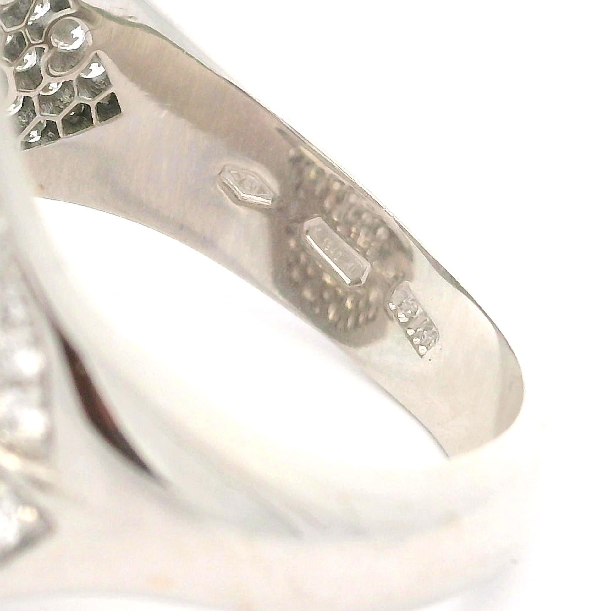 Pasquale Bruni Giradini Garden 18k White Gold 2.15ctw Pave Diamond Flower Ring In Excellent Condition In Montclair, NJ