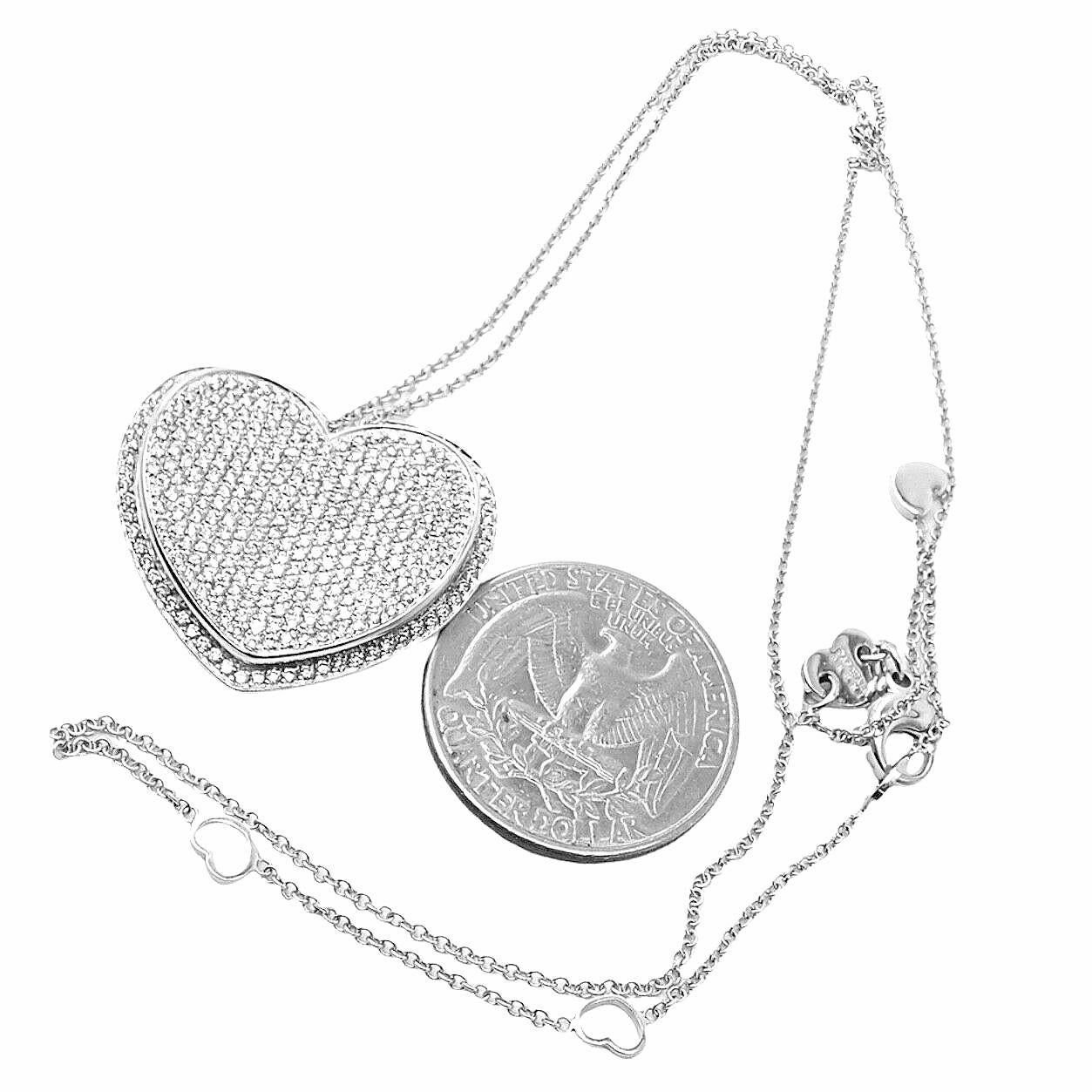 Brilliant Cut Pasquale Bruni Heart Liberty Diamond Whitengold Pendant Necklace For Sale