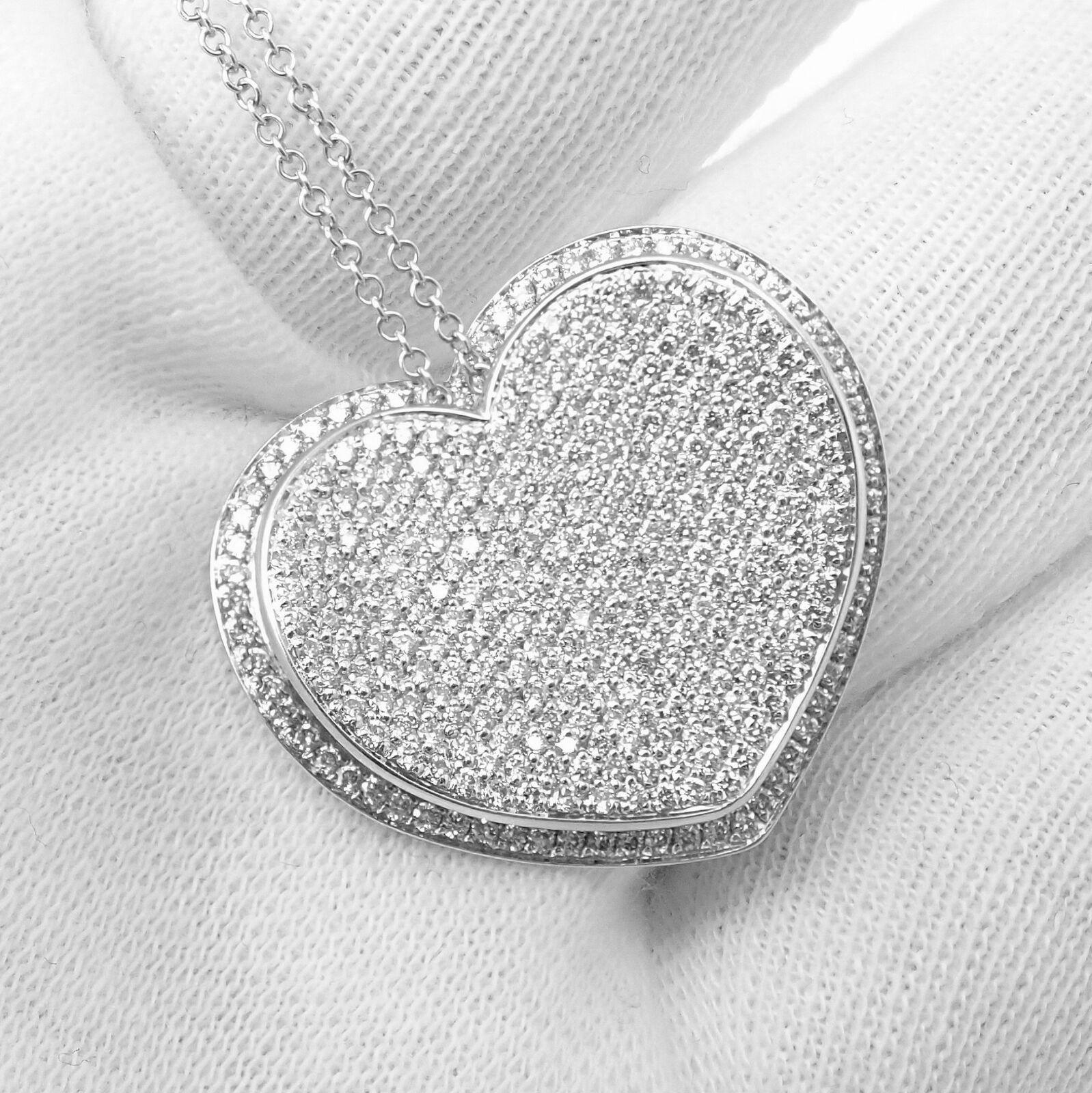 Pasquale Bruni Heart Liberty Diamond Whitengold Pendant Necklace In Excellent Condition For Sale In Holland, PA