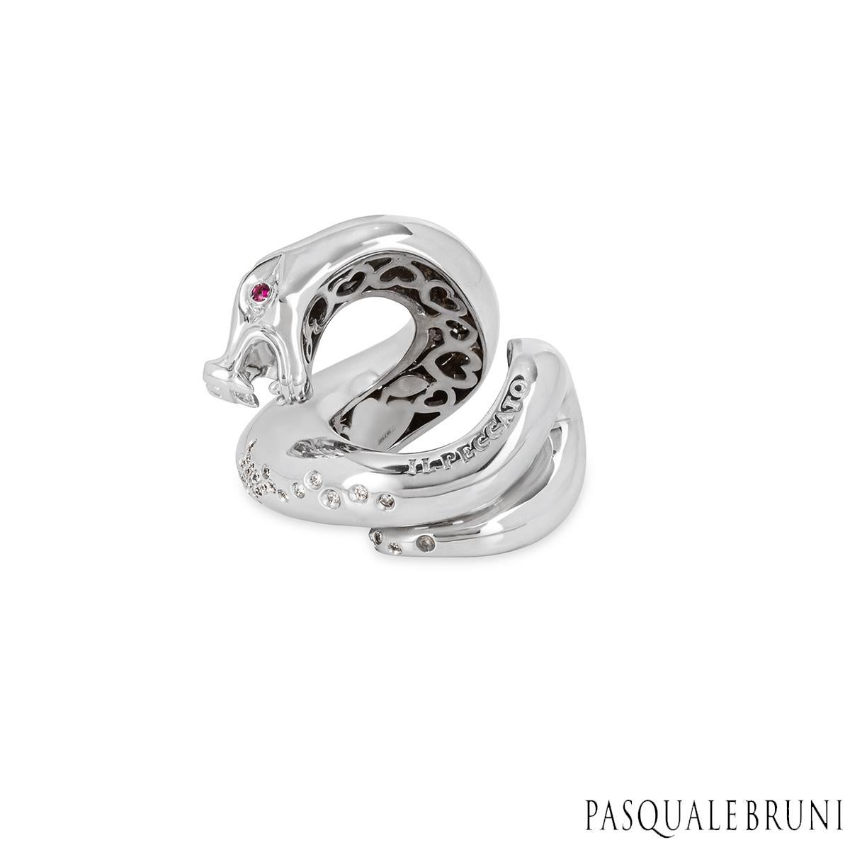Pasquale Bruni IL Peccato White Gold Diamond & Ruby Snake Ring In Excellent Condition In London, GB