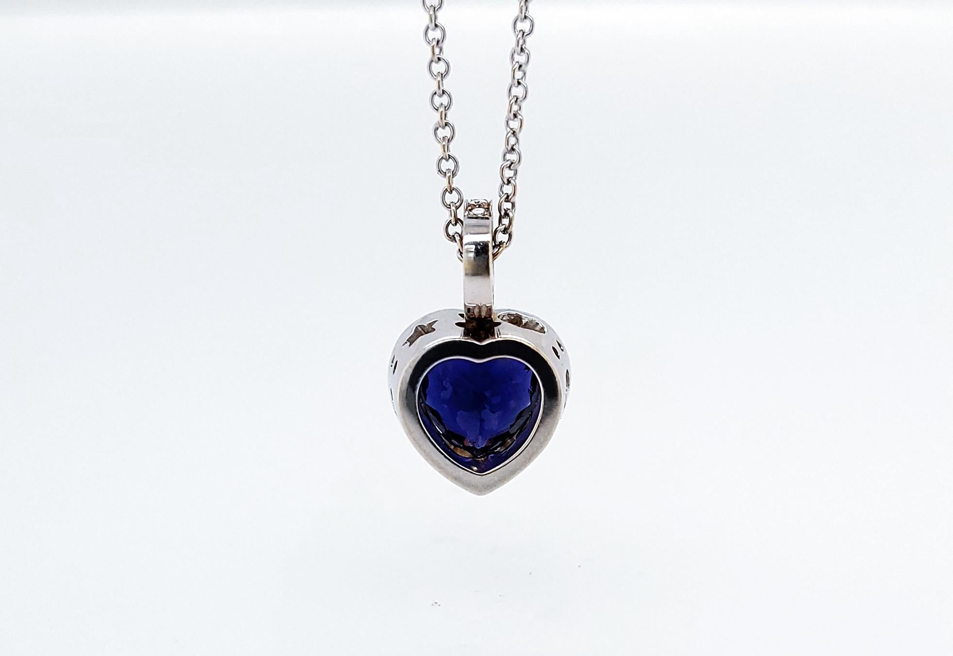 Heart Cut Pasquale Bruni Iolite Diamond Pendant Necklace