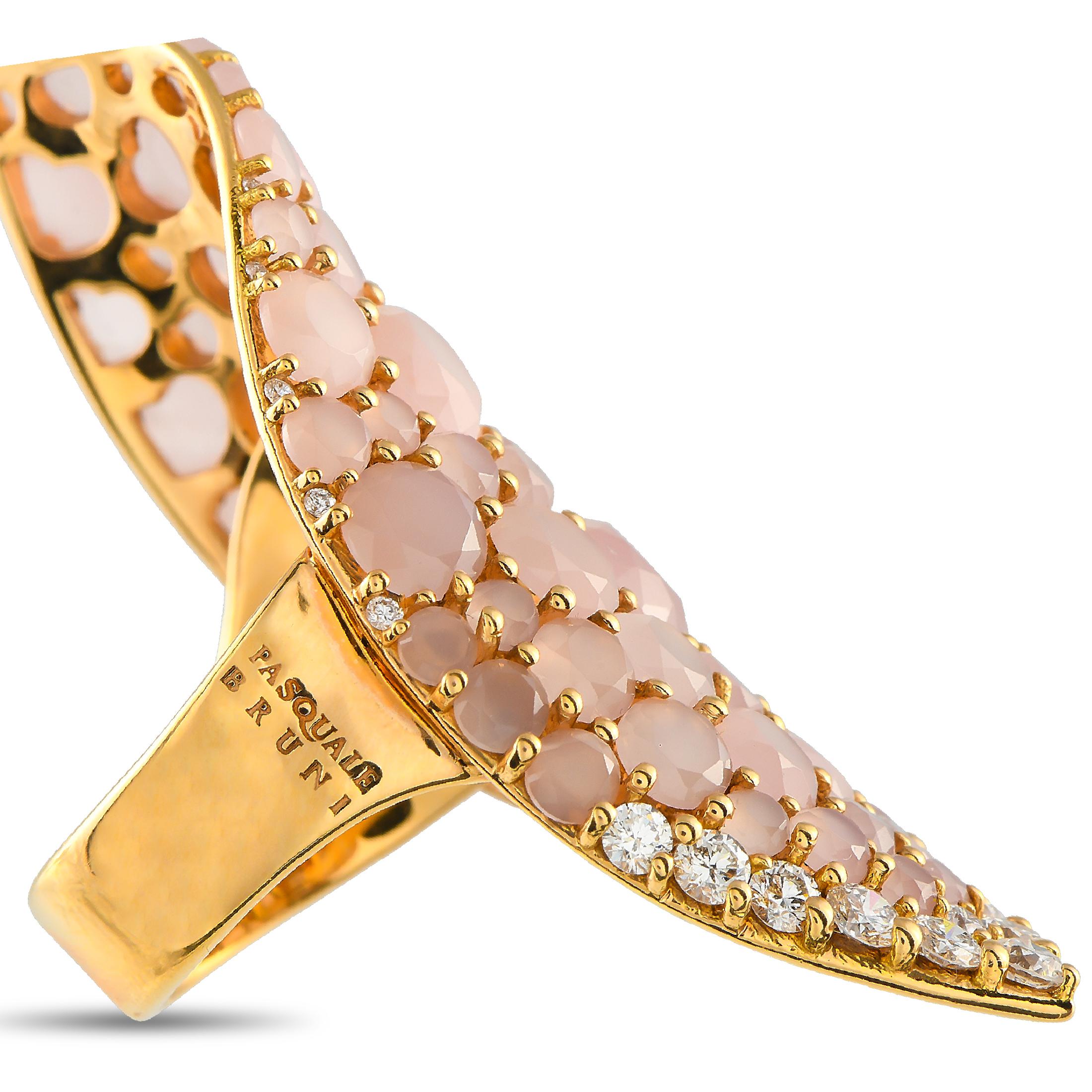 Pasquale Bruni Lakshmi Gardens 18K Gelbgold 0,78ct Diamant & Rosa Quarz Ring im Zustand „Hervorragend“ im Angebot in Southampton, PA