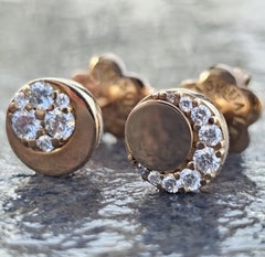 Pasquale Bruni Luce Moon Stars Diamond Stud Earrings 18k Rose Gold