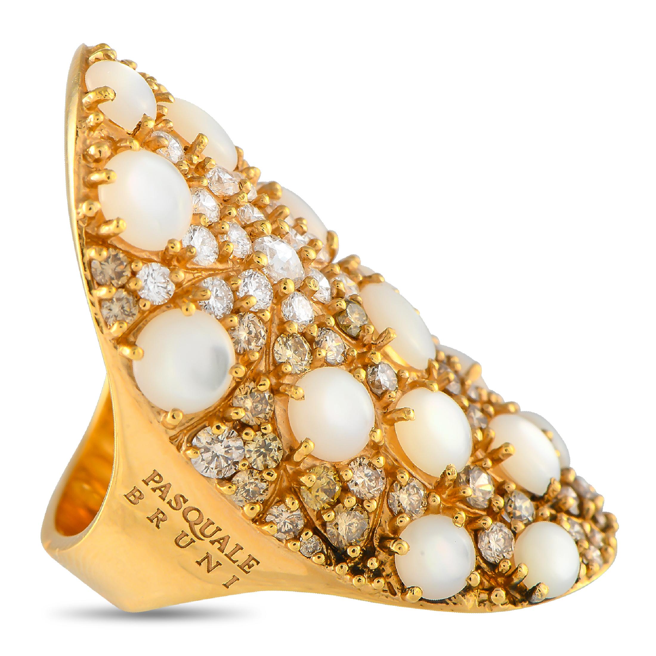 Anello Pasquale Bruni Mandala in oro giallo 18 carati con 2,65 carati di diamanti e madreperla In condizioni Nuovo in vendita a Southampton, PA