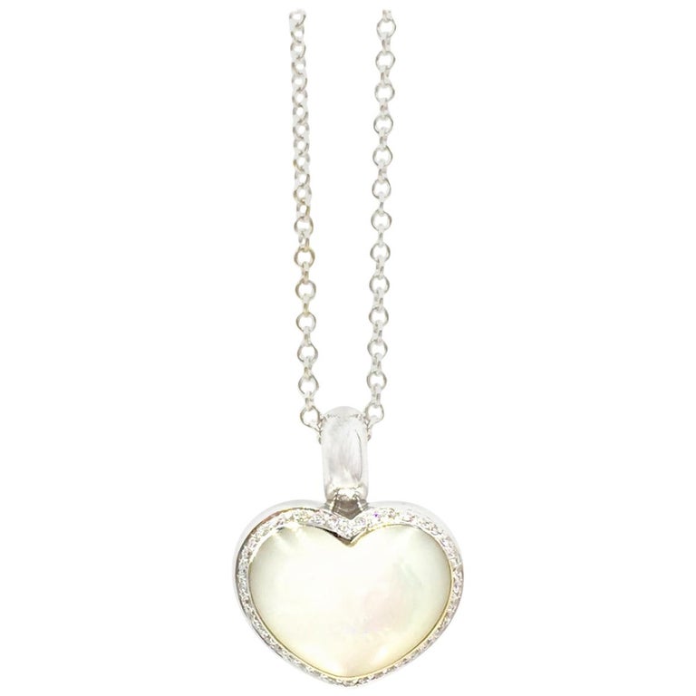 Pasquale Bruni Mother of Pearl and Diamond Puffed Heart Pendant at 1stDibs