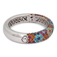 Pasquale Bruni Multicolor Floral Pattern Gemstone Bracelet 18K White Gold