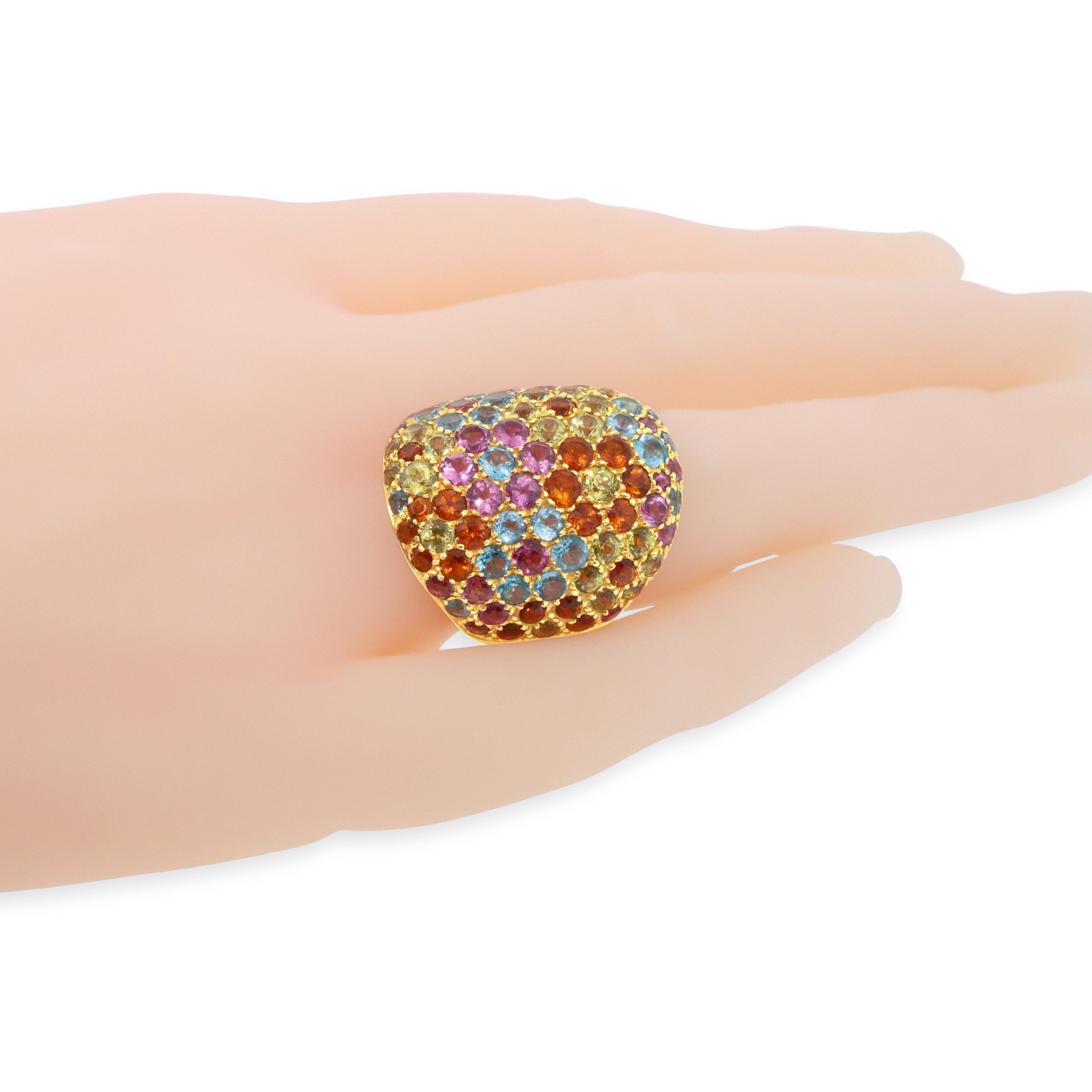 Pasquale Bruni Multicolor Edelsteine 18k Gelbgold Dome Ring im Zustand „Gut“ in New York, NY