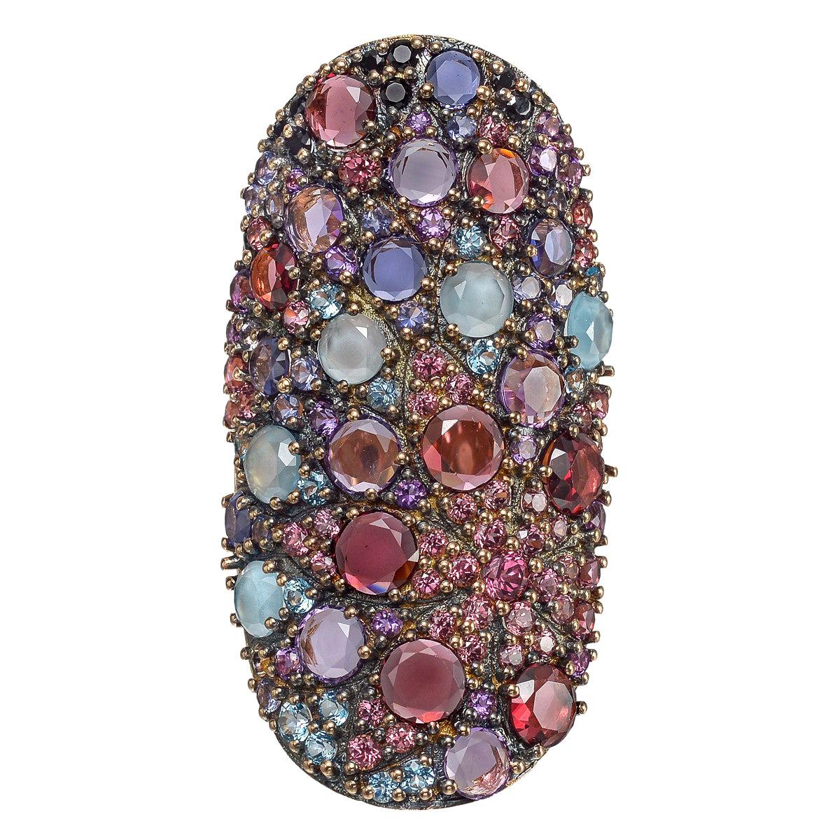 Pasquale Bruni Multicolored Gemstone "Mandala" Shield Ring